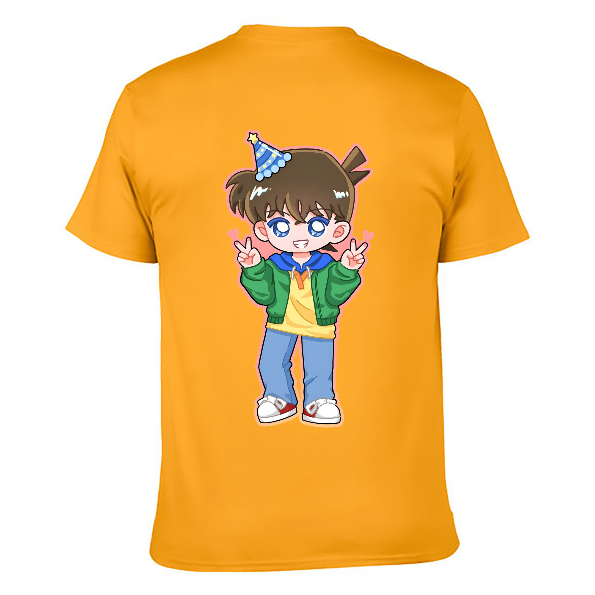 （画像用） 名探偵コナン 江戸川 コナン Detective Conan Conan Edogawa 綿100％ メンズ半袖Tシャツ（バックプリント） 通気性