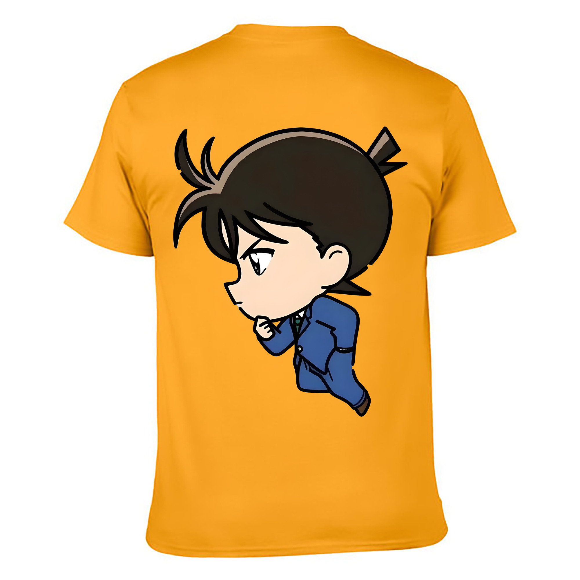 （画像用） 名探偵コナン 江戸川 コナン Detective Conan Conan Edogawa 綿100％ メンズ半袖Tシャツ（バックプリント） 通気性