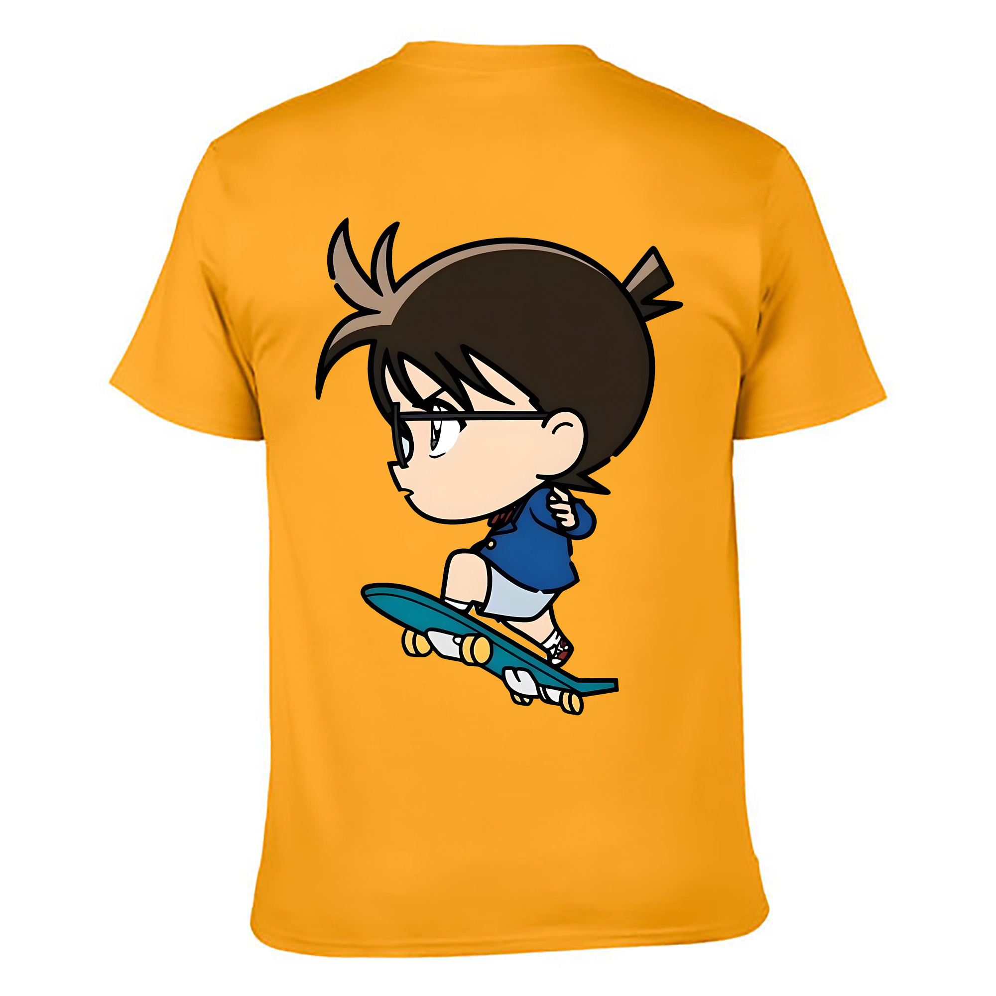 （画像用） 名探偵コナン 江戸川 コナン Detective Conan Conan Edogawa 綿100％ メンズ半袖Tシャツ（バックプリント） 通気性