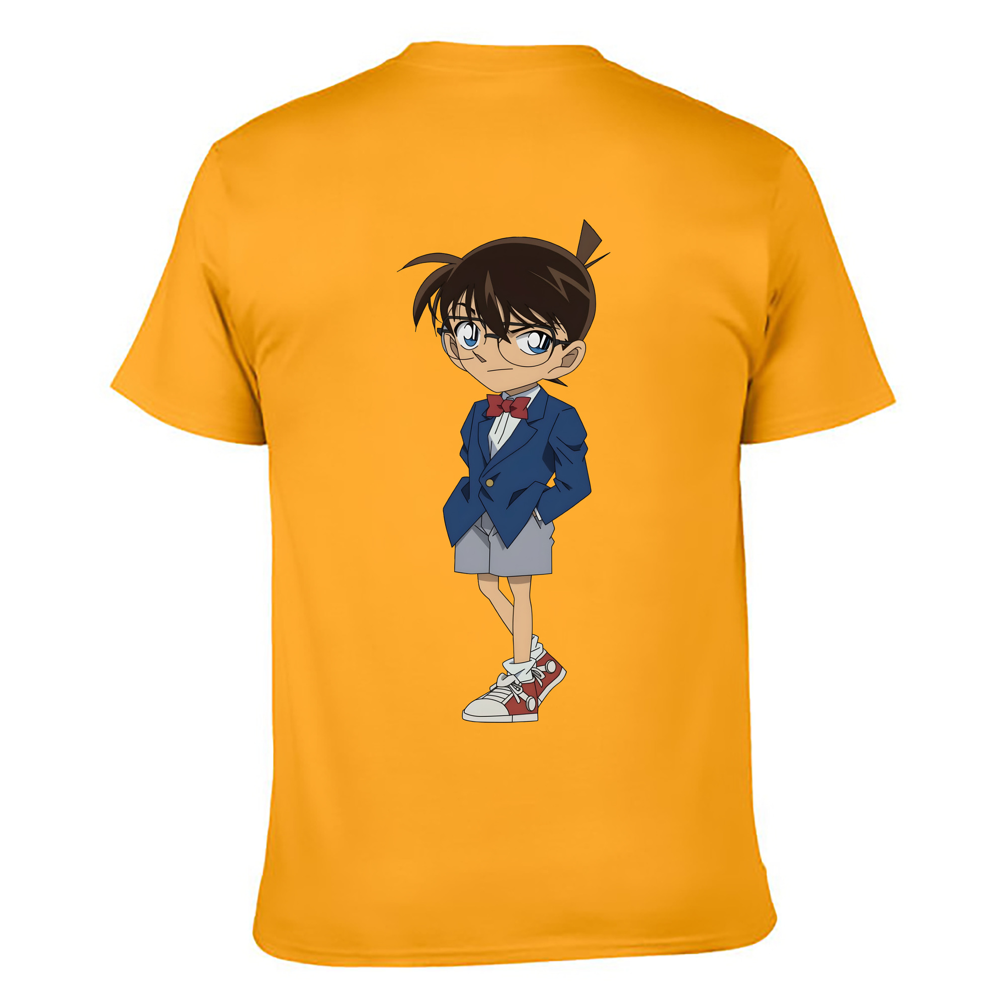（画像用） 名探偵コナン 江戸川 コナン Detective Conan Conan Edogawa 綿100％ メンズ半袖Tシャツ（バックプリント） 通気性