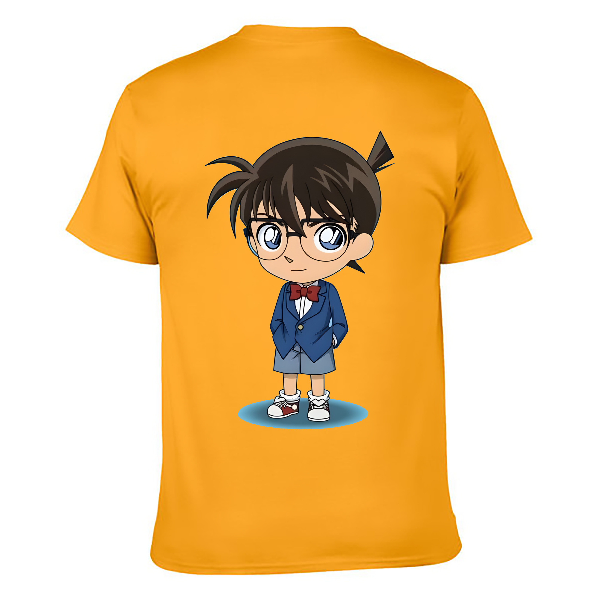 （画像用） 名探偵コナン 江戸川 コナン Detective Conan Conan Edogawa 綿100％ メンズ半袖Tシャツ（バックプリント） 通気性