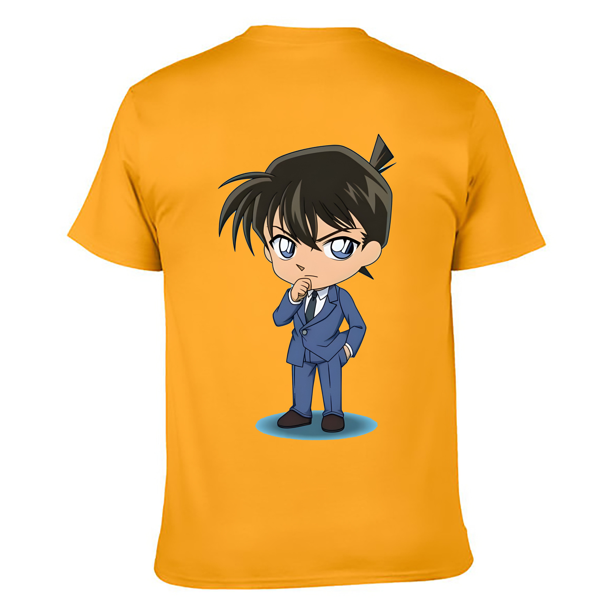 （画像用） 名探偵コナン 江戸川 コナン Detective Conan Conan Edogawa 綿100％ メンズ半袖Tシャツ（バックプリント） 通気性