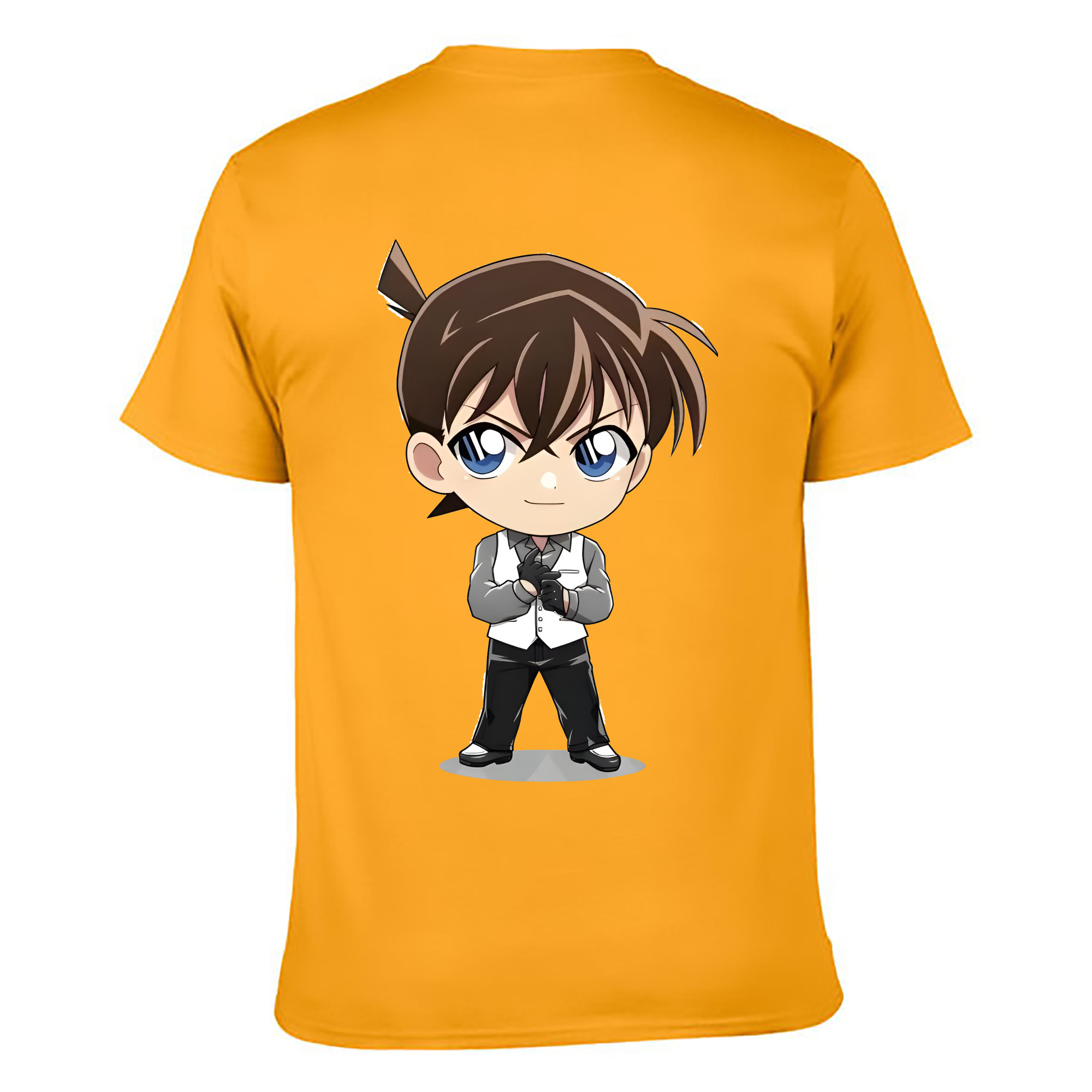 （画像用） 名探偵コナン 江戸川 コナン Detective Conan Conan Edogawa 綿100％ メンズ半袖Tシャツ（バックプリント） 通気性