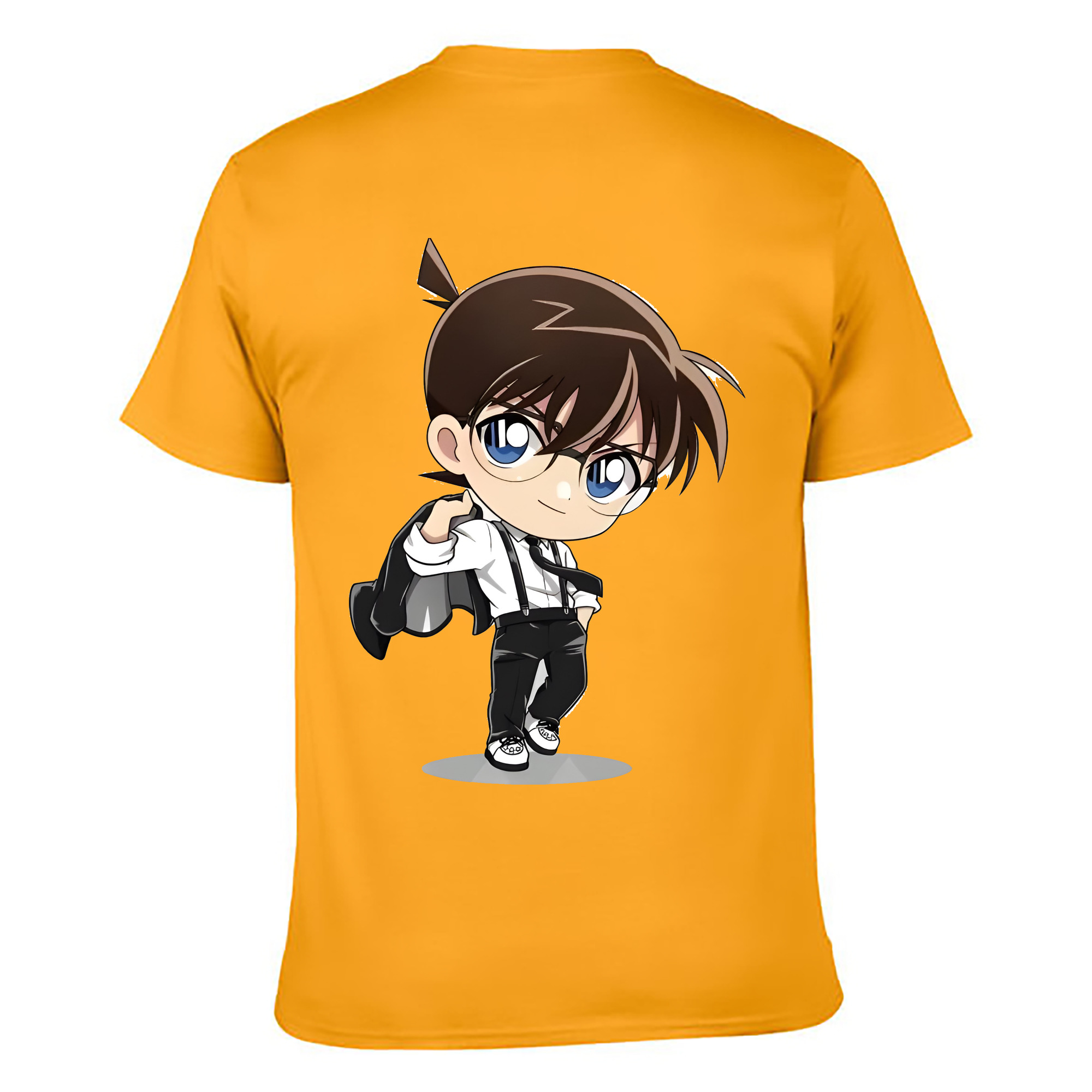 （画像用） 名探偵コナン 江戸川 コナン Detective Conan Conan Edogawa 綿100％ メンズ半袖Tシャツ（バックプリント） 通気性