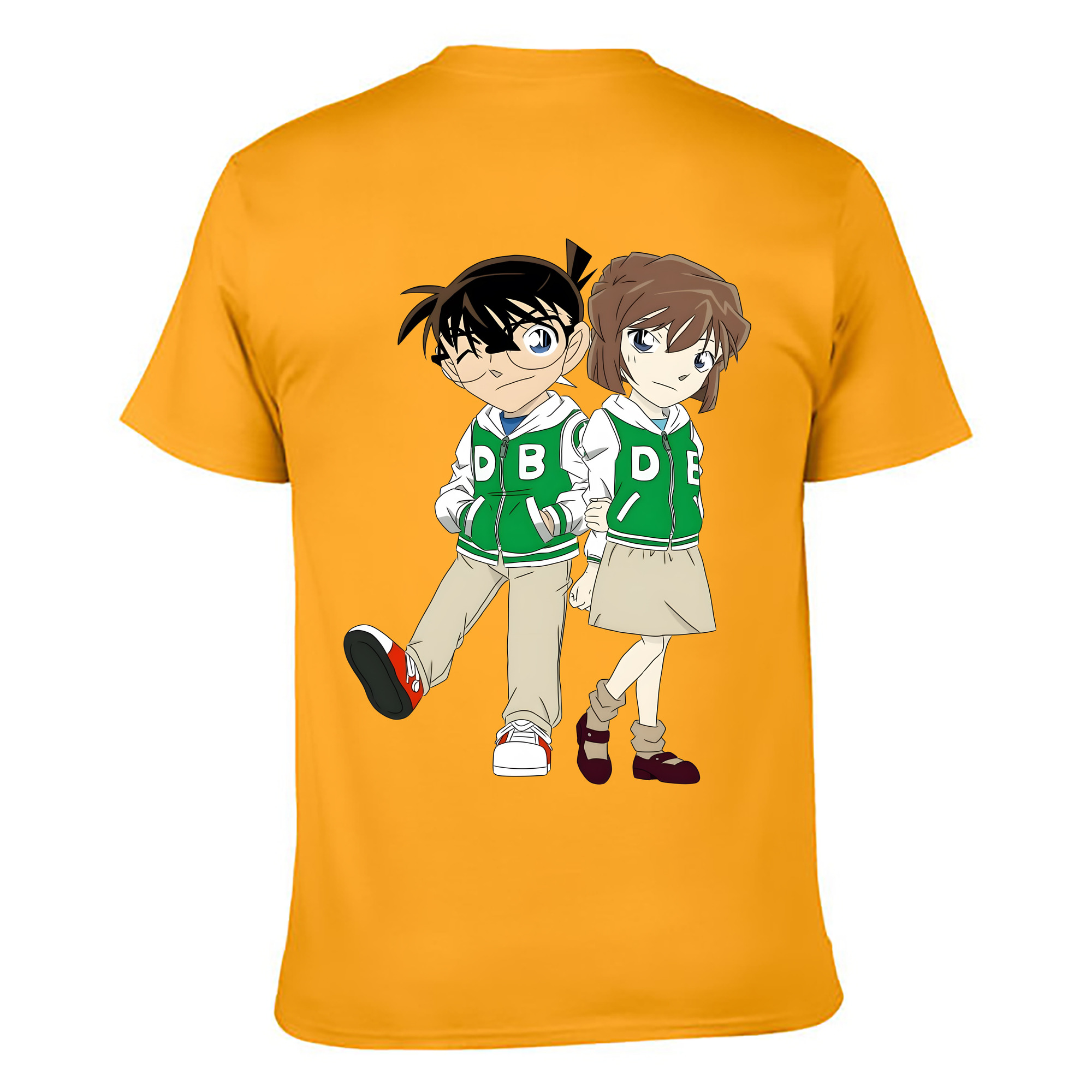 （画像用） 名探偵コナン 江戸川 コナン Detective Conan Conan Edogawa 綿100％ メンズ半袖Tシャツ（バックプリント） 通気性