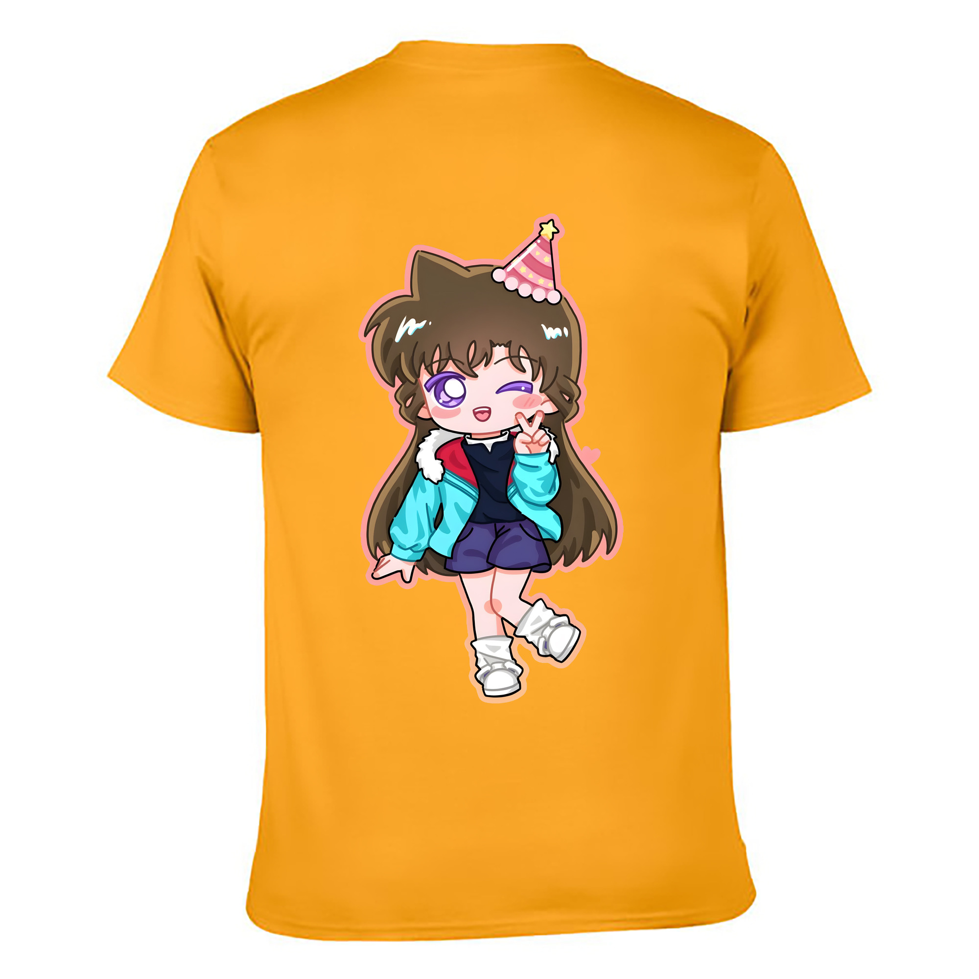 （画像用） 名探偵コナン 毛利 蘭 もうり らん、モーリ ラン Detective Conan Rachel Moore 綿100％ メンズ半袖Tシャツ（バックプリント） 通気性
