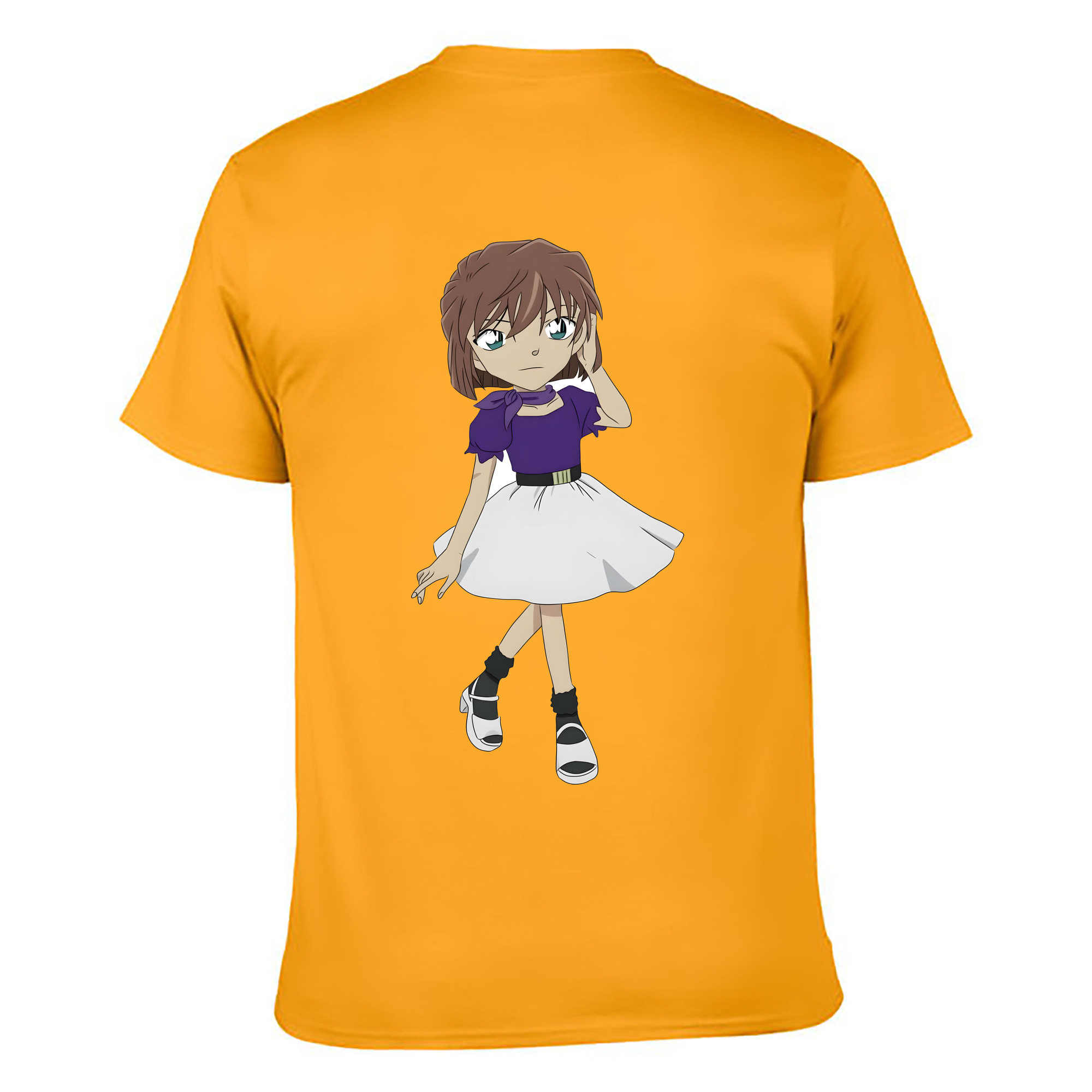 （画像用） 名探偵コナン 灰原 哀 はいばら あい Detective Conan Anita Hailey、Vi Graythorn Haibara Ai 綿100％ メンズ半袖Tシャツ（バックプリント） 通気性