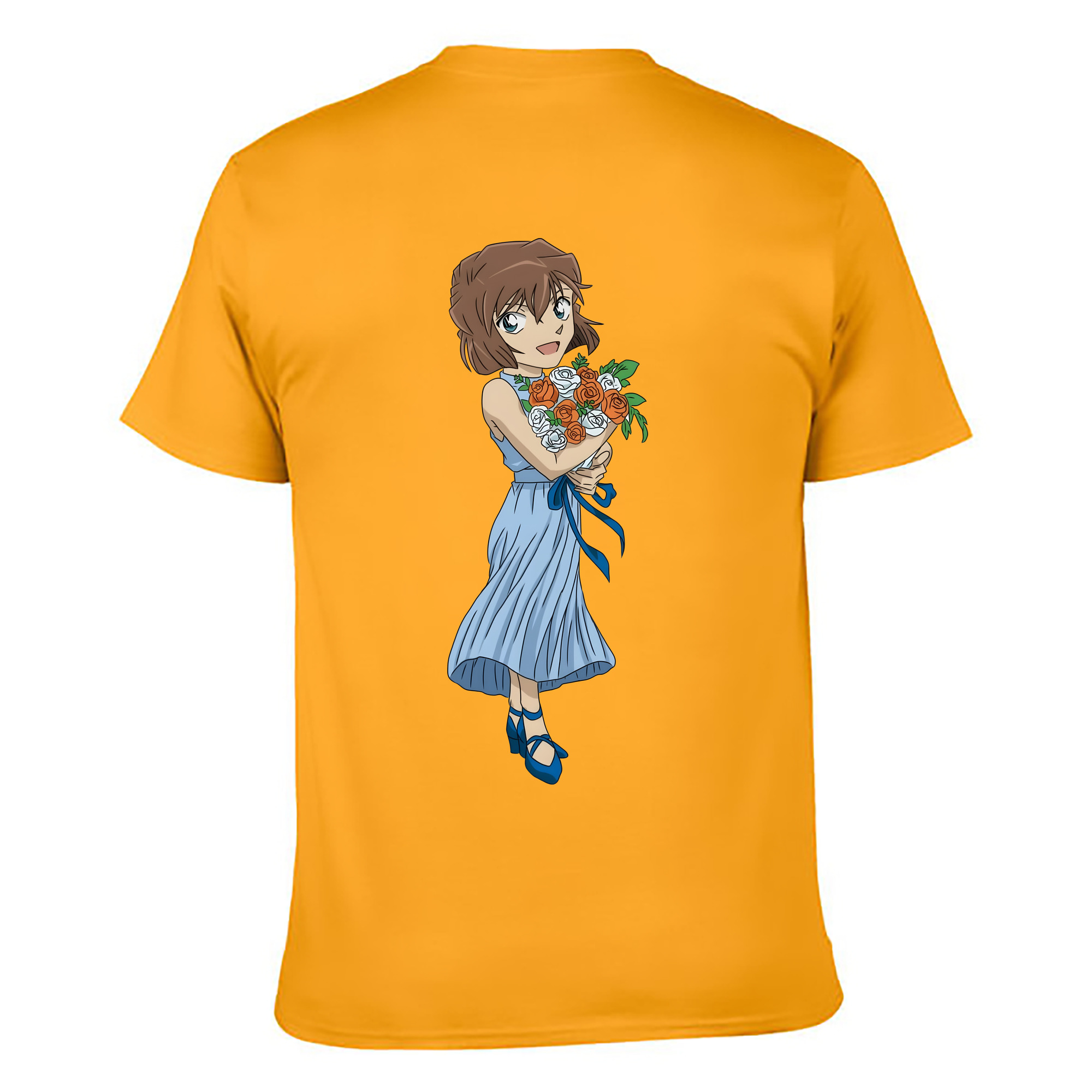 （画像用） 名探偵コナン 灰原 哀 はいばら あい Detective Conan Anita Hailey、Vi Graythorn Haibara Ai 綿100％ メンズ半袖Tシャツ（バックプリント） 通気性
