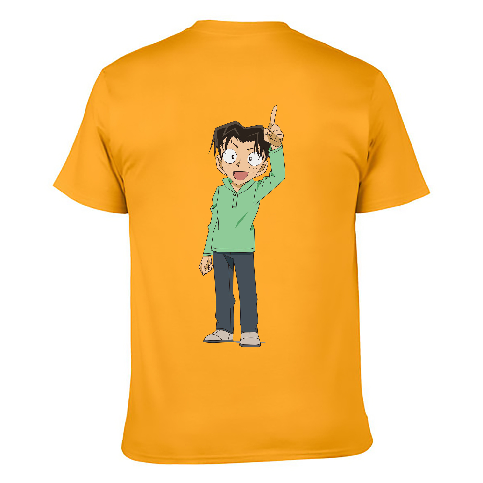 （画像用） 名探偵コナン 円谷 光彦 つぶらや みつひこ Detective Conan Mitch Tennyson 綿100％ メンズ半袖Tシャツ（バックプリント） 通気性