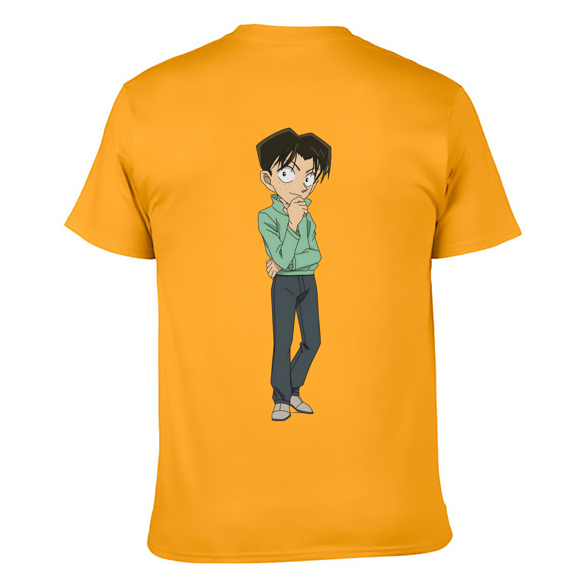（画像用） 名探偵コナン 円谷 光彦 つぶらや みつひこ Detective Conan Mitch Tennyson 綿100％ メンズ半袖Tシャツ（バックプリント） 通気性