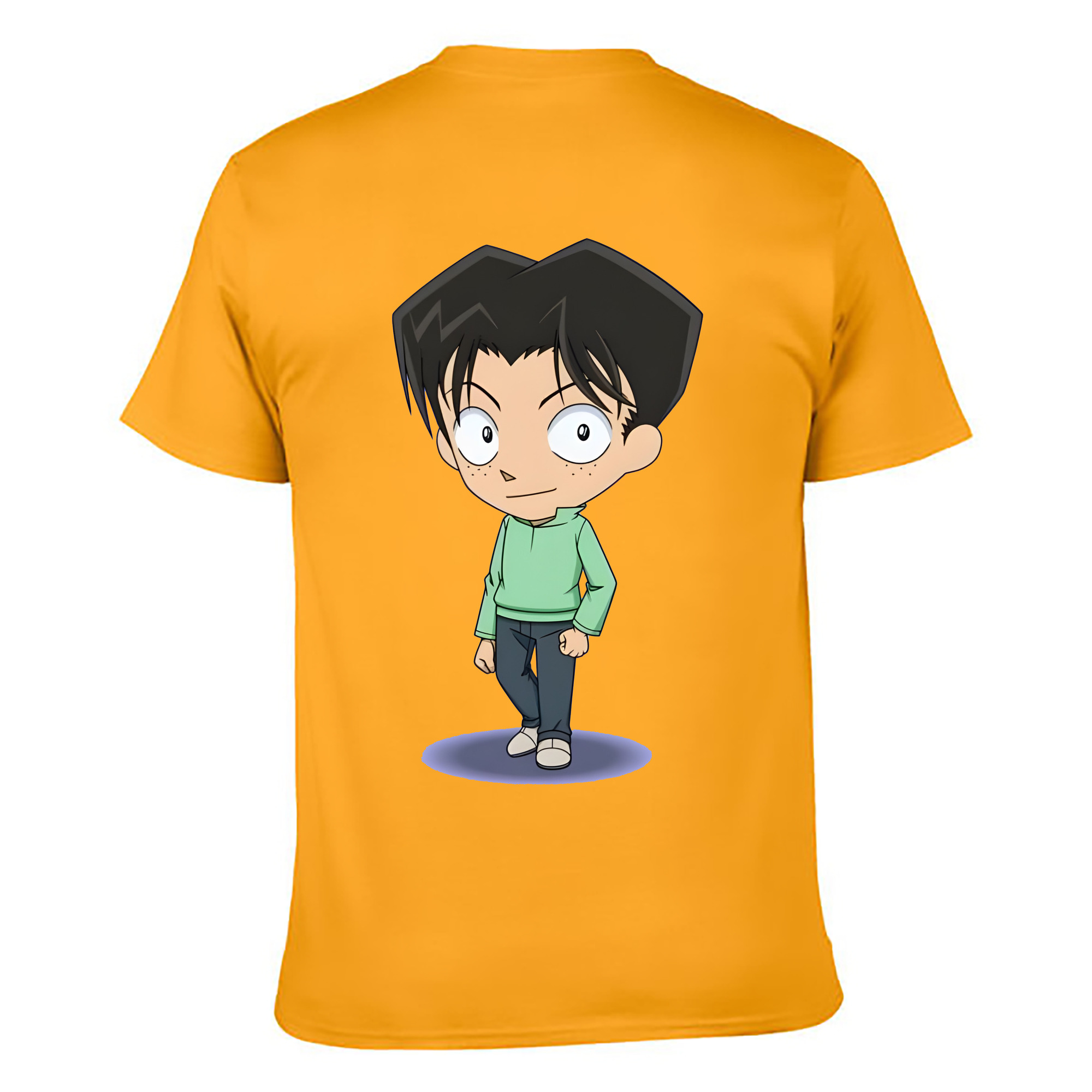 （画像用） 名探偵コナン 円谷 光彦 つぶらや みつひこ Detective Conan Mitch Tennyson 綿100％ メンズ半袖Tシャツ（バックプリント） 通気性
