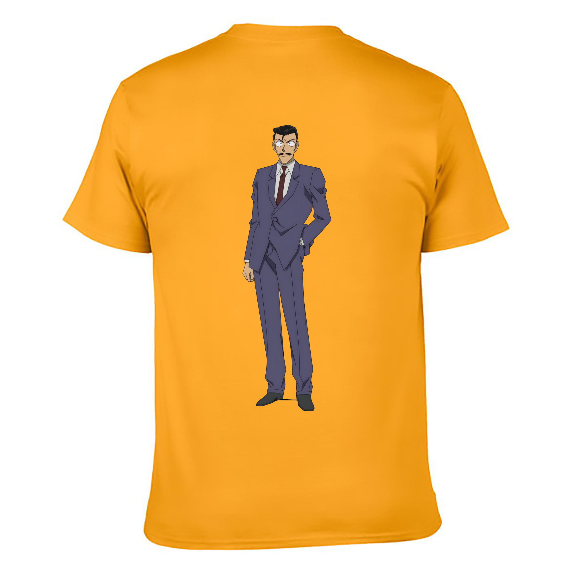 （画像用） 名探偵コナン 毛利 小五郎 もうり こごろう Detective Conan 綿100％ メンズ半袖Tシャツ（バックプリント） 通気性