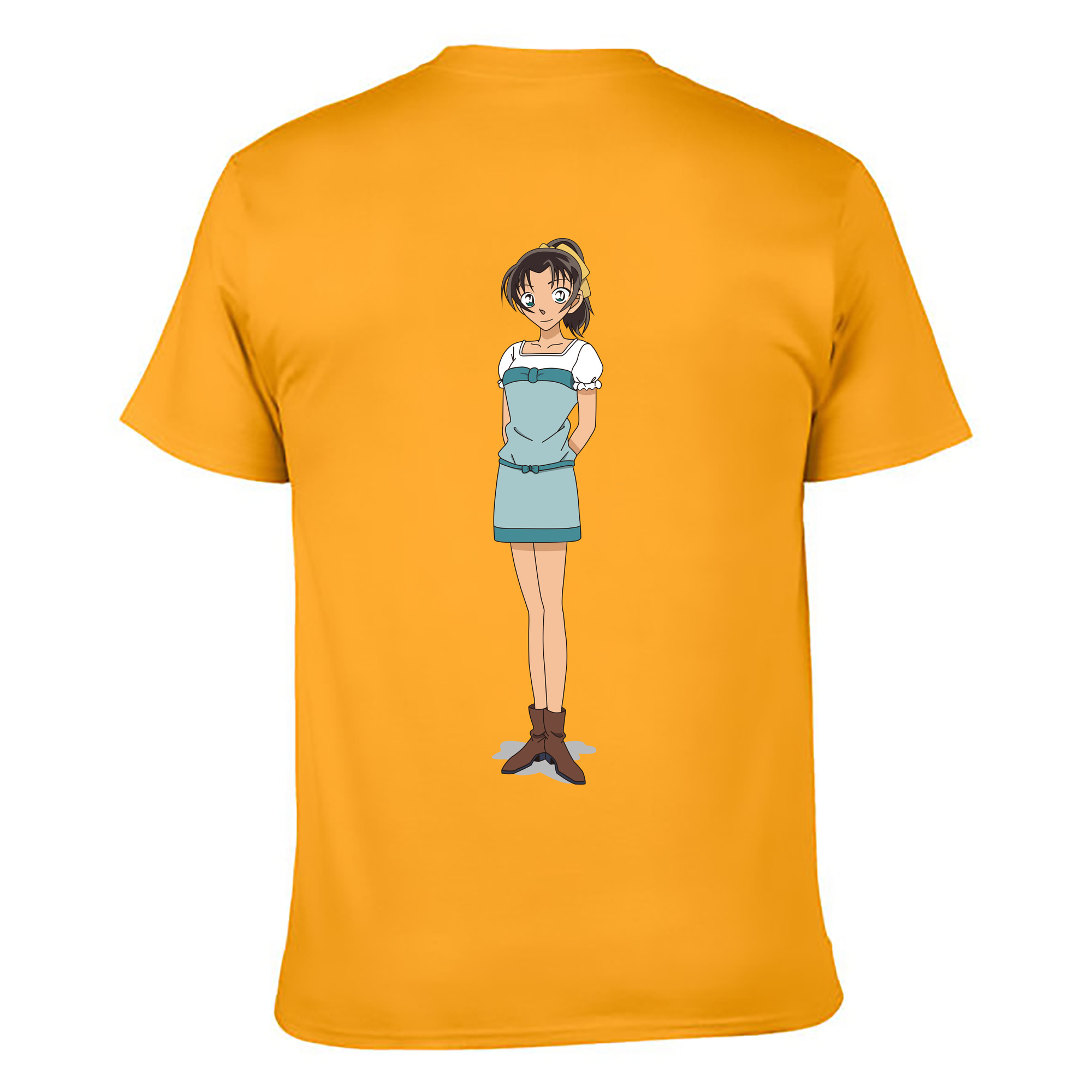 （画像用） 名探偵コナン Detective Conan 綿100％ メンズ半袖Tシャツ（バックプリント） 通気性