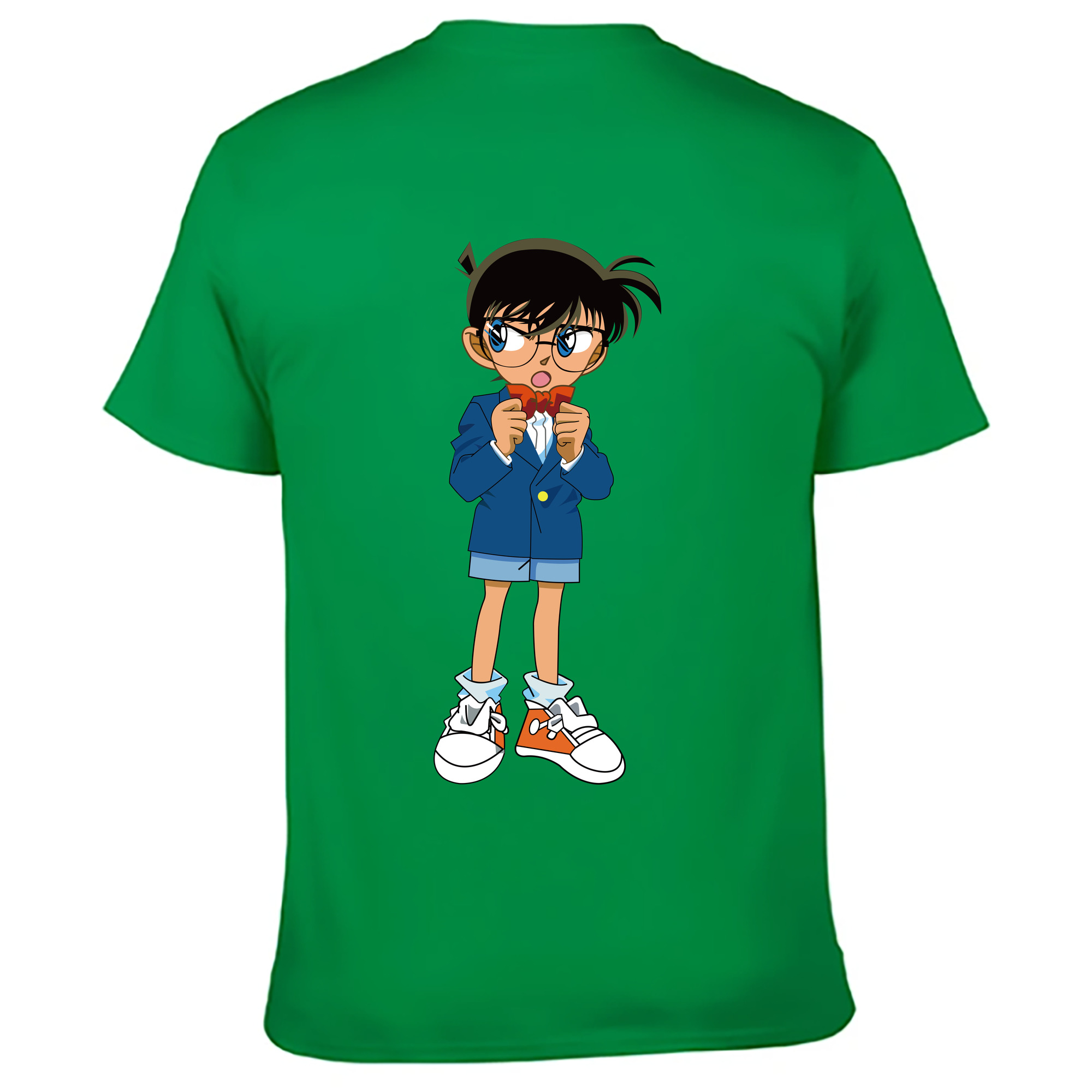 （画像用） 名探偵コナン 江戸川 コナン Detective Conan Conan Edogawa 綿100％ メンズ半袖Tシャツ（バックプリント） 通気性