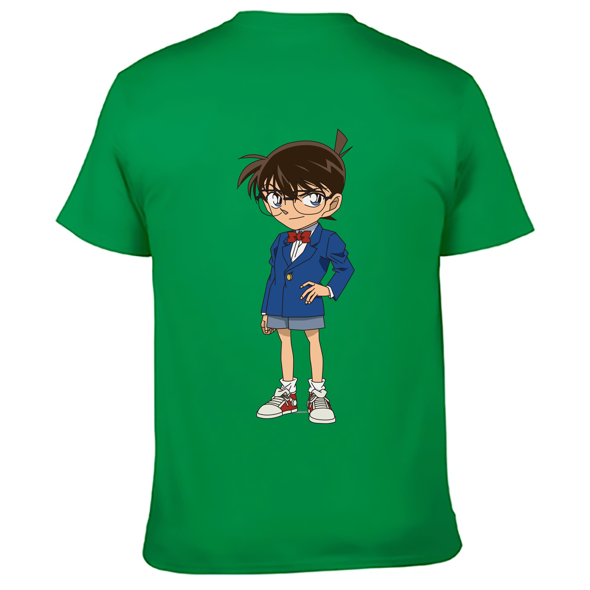 （画像用） 名探偵コナン 江戸川 コナン Detective Conan Conan Edogawa 綿100％ メンズ半袖Tシャツ（バックプリント） 通気性
