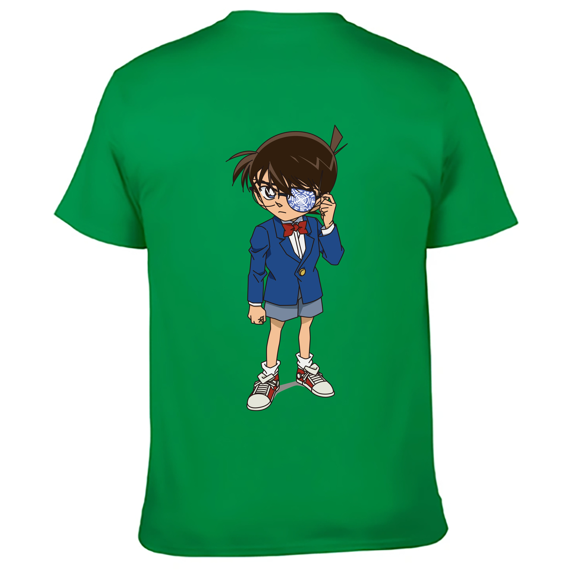 （画像用） 名探偵コナン 江戸川 コナン Detective Conan Conan Edogawa 綿100％ メンズ半袖Tシャツ（バックプリント） 通気性