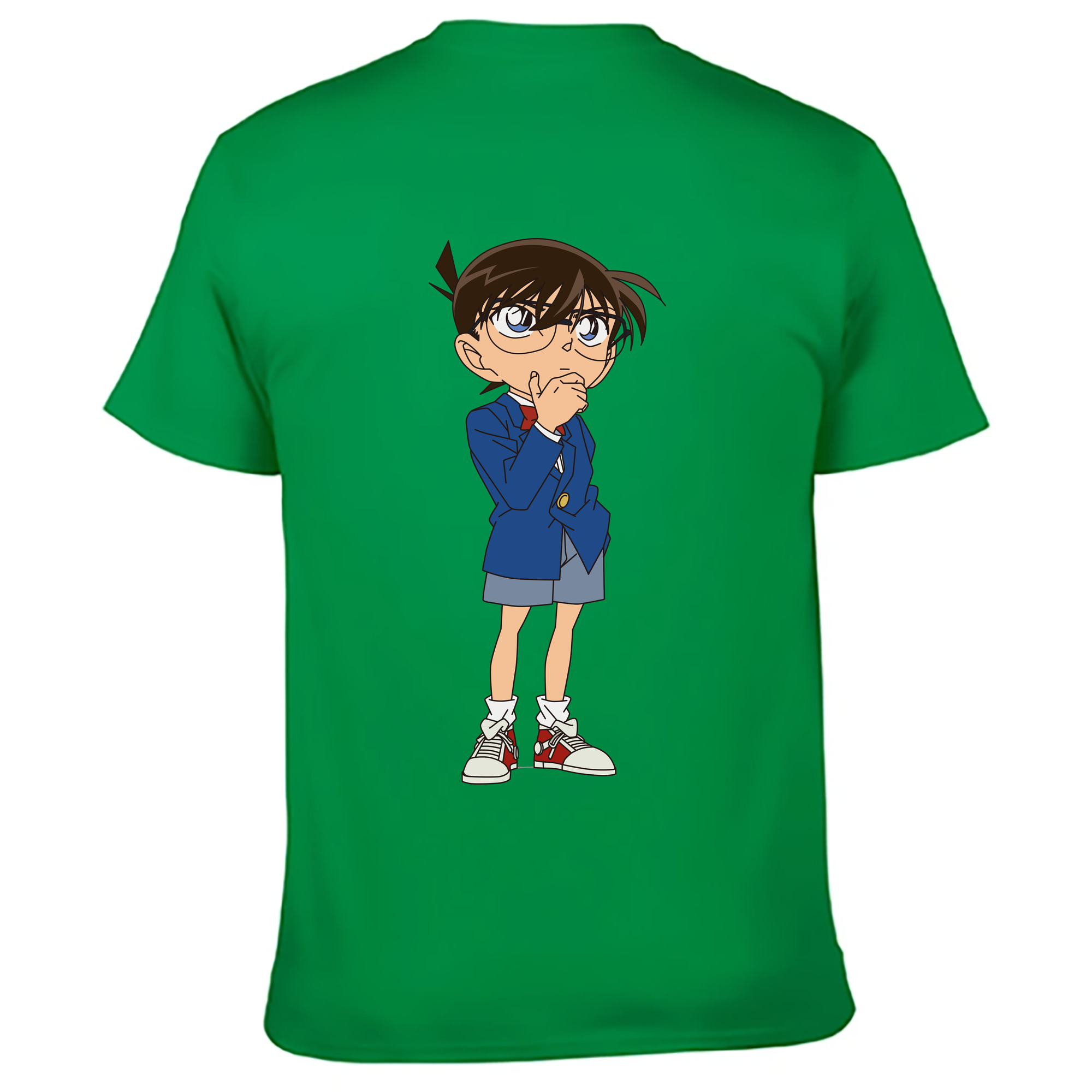 （画像用） 名探偵コナン 江戸川 コナン Detective Conan Conan Edogawa 綿100％ メンズ半袖Tシャツ（バックプリント） 通気性