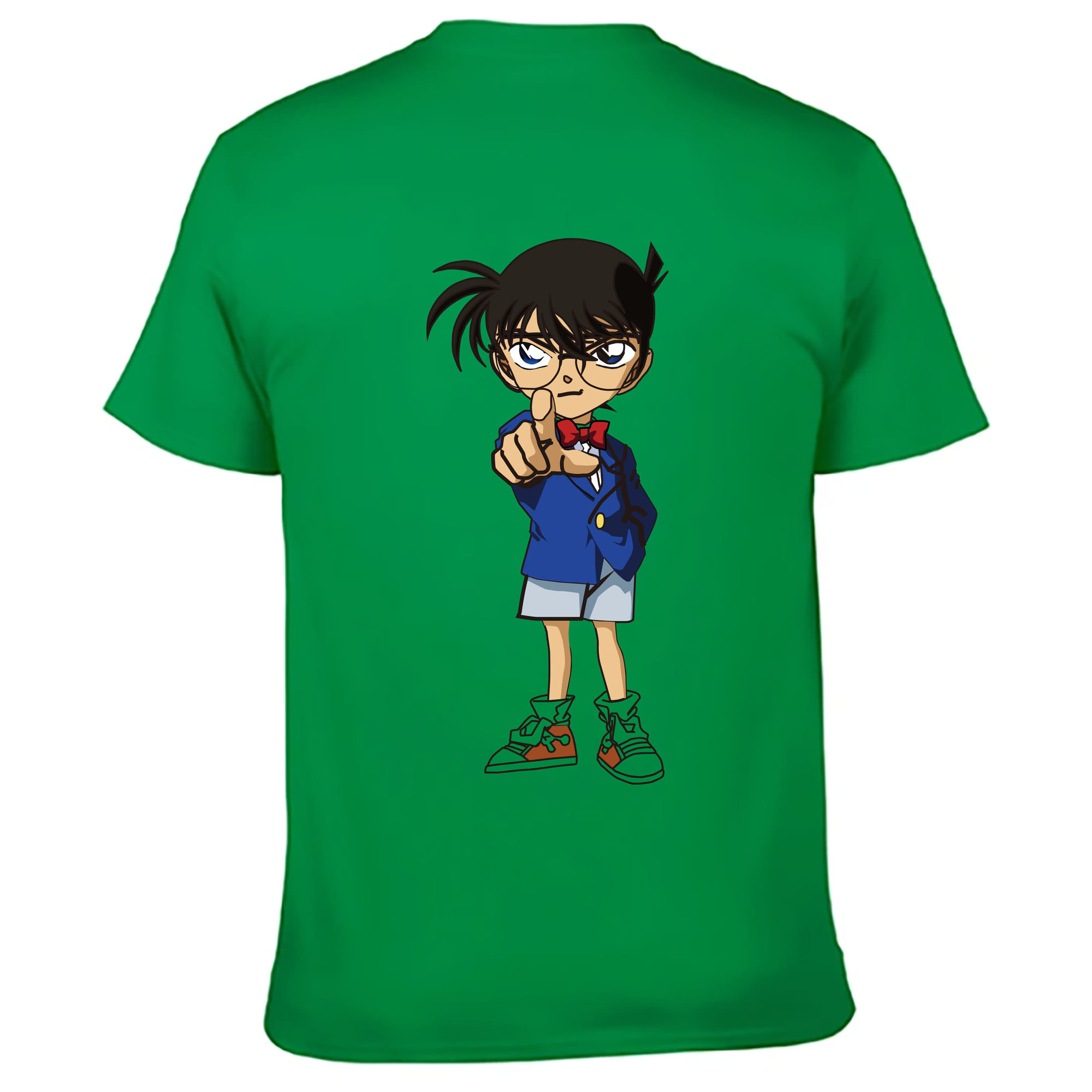 （画像用） 名探偵コナン 江戸川 コナン Detective Conan Conan Edogawa 綿100％ メンズ半袖Tシャツ（バックプリント） 通気性