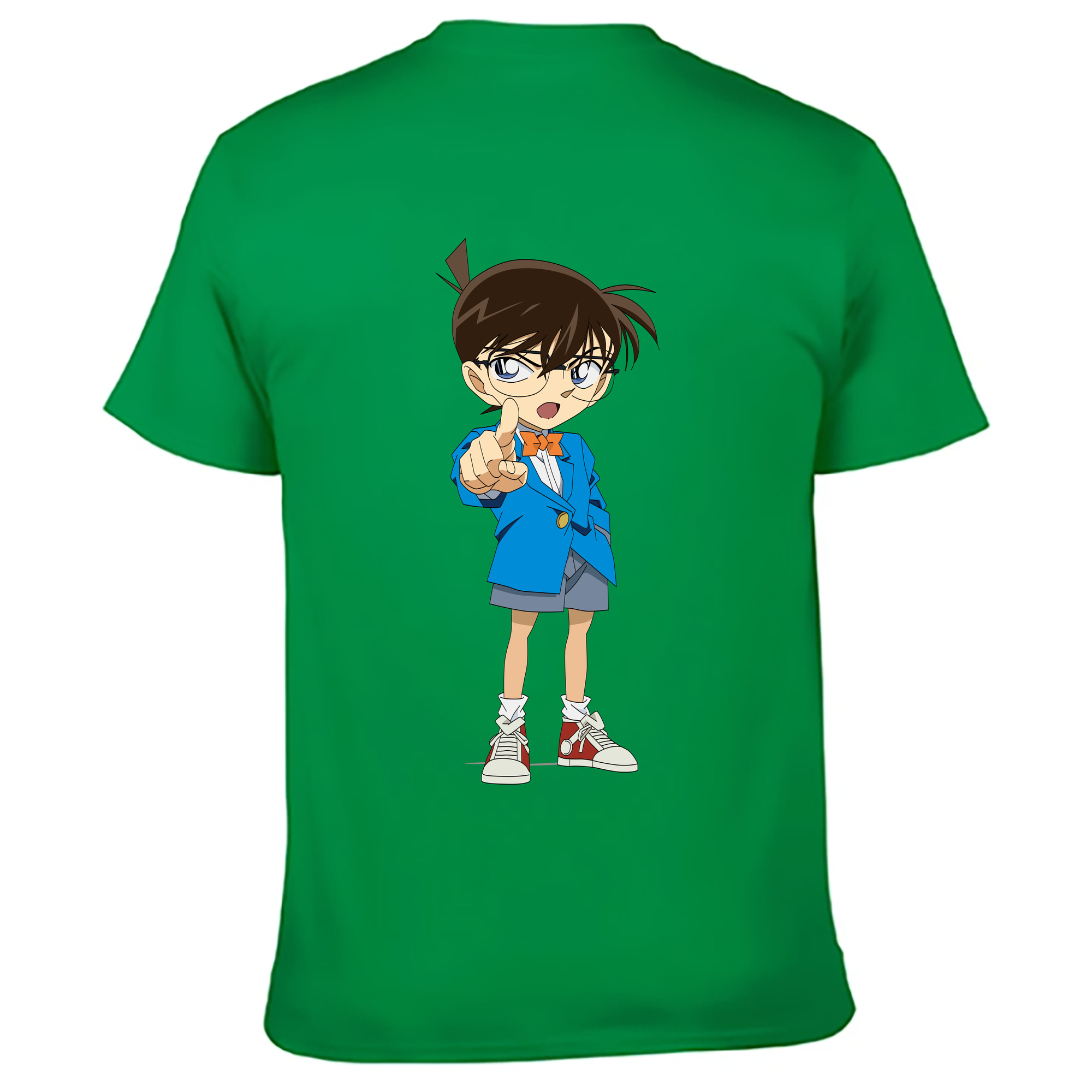 （画像用） 名探偵コナン 江戸川 コナン Detective Conan Conan Edogawa 綿100％ メンズ半袖Tシャツ（バックプリント） 通気性