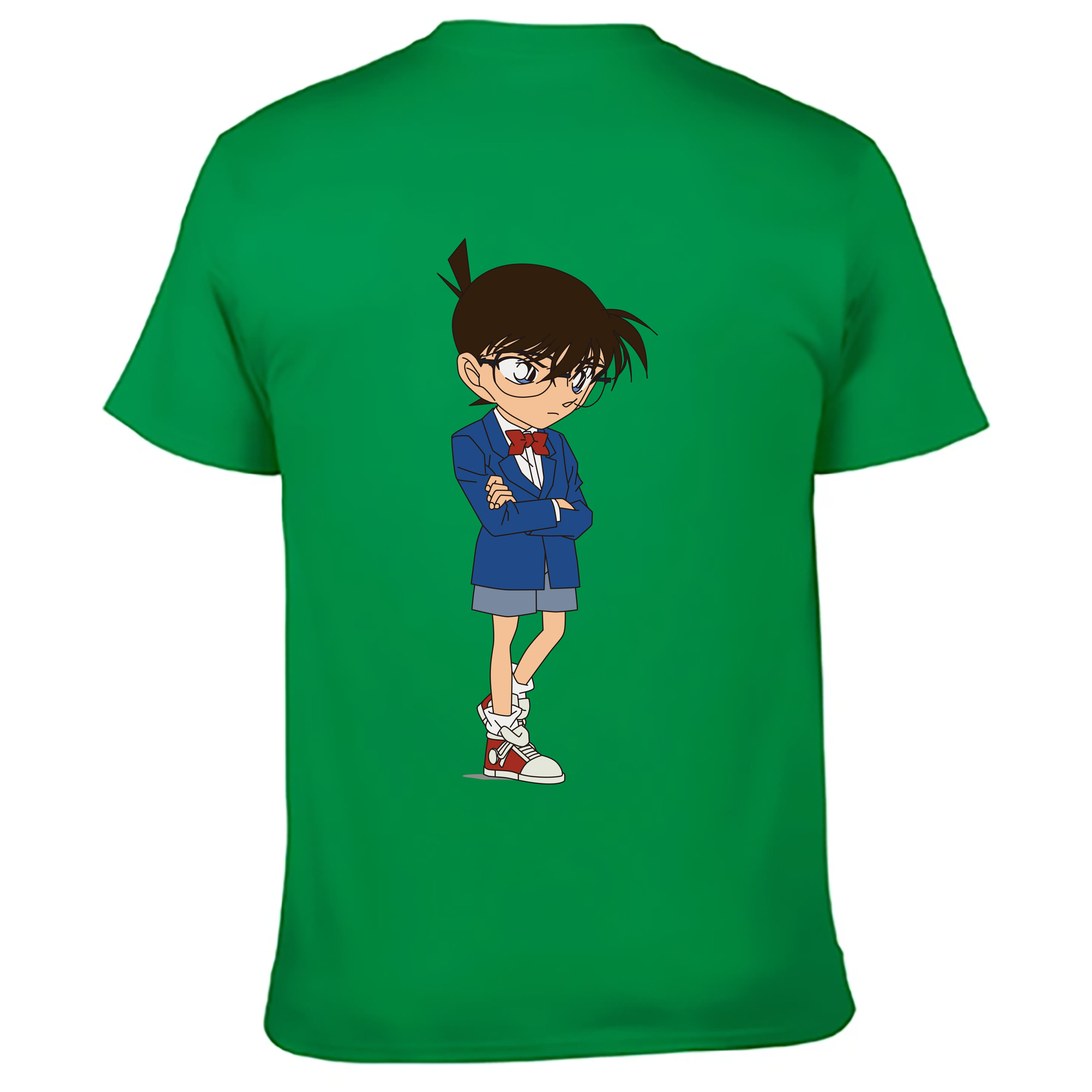 （画像用） 名探偵コナン 江戸川 コナン Detective Conan Conan Edogawa 綿100％ メンズ半袖Tシャツ（バックプリント） 通気性