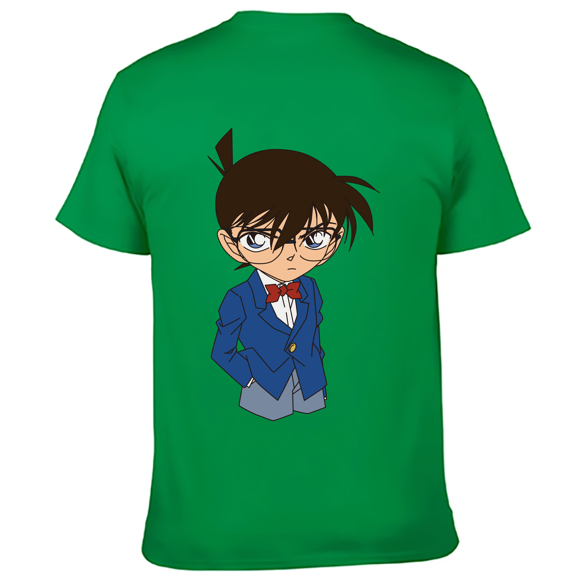 （画像用） 名探偵コナン 江戸川 コナン Detective Conan Conan Edogawa 綿100％ メンズ半袖Tシャツ（バックプリント） 通気性