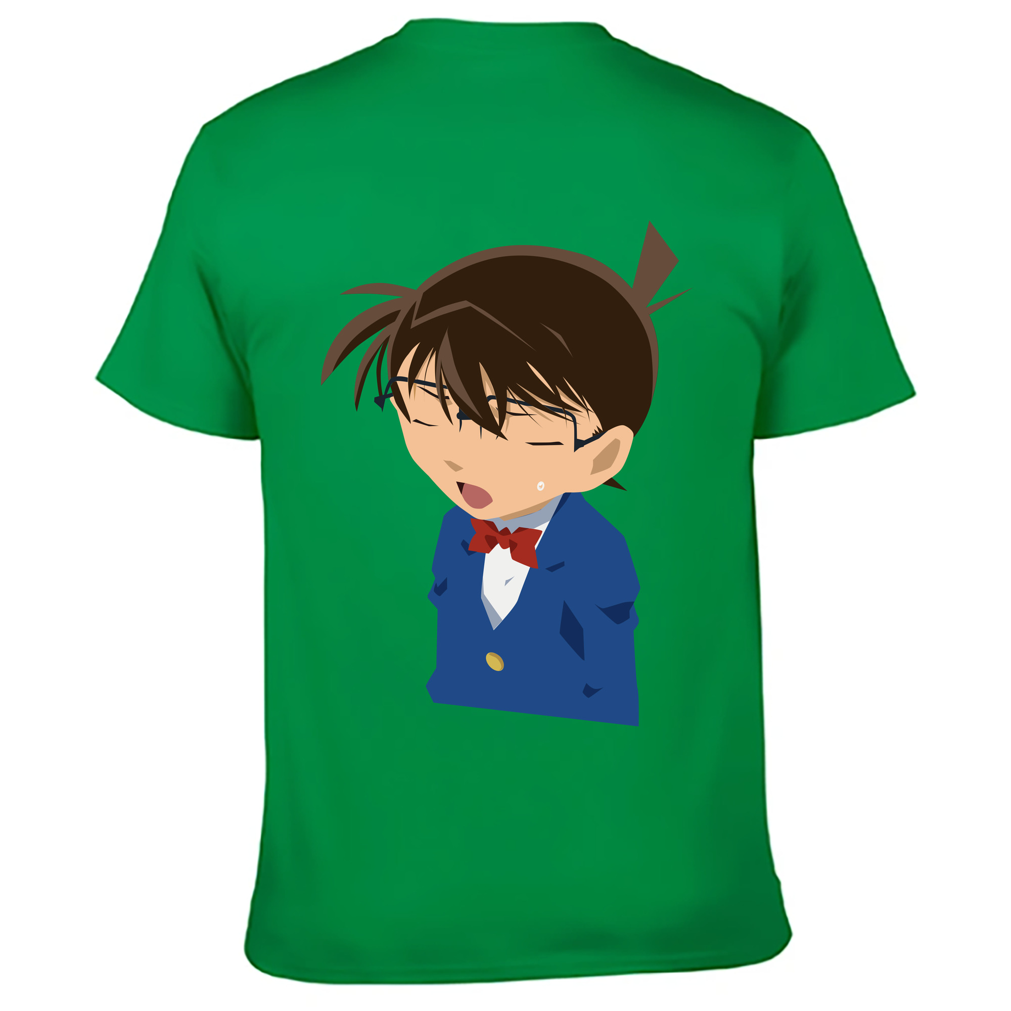 （画像用） 名探偵コナン 江戸川 コナン Detective Conan Conan Edogawa 綿100％ メンズ半袖Tシャツ（バックプリント） 通気性