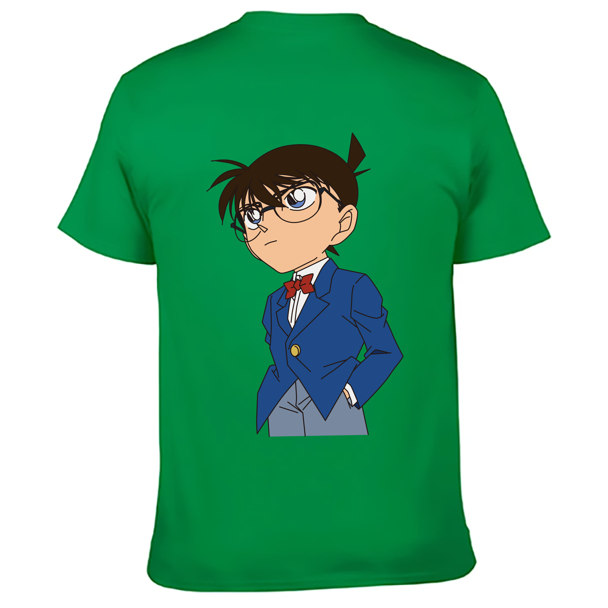 （画像用） 名探偵コナン 江戸川 コナン Detective Conan Conan Edogawa 綿100％ メンズ半袖Tシャツ（バックプリント） 通気性
