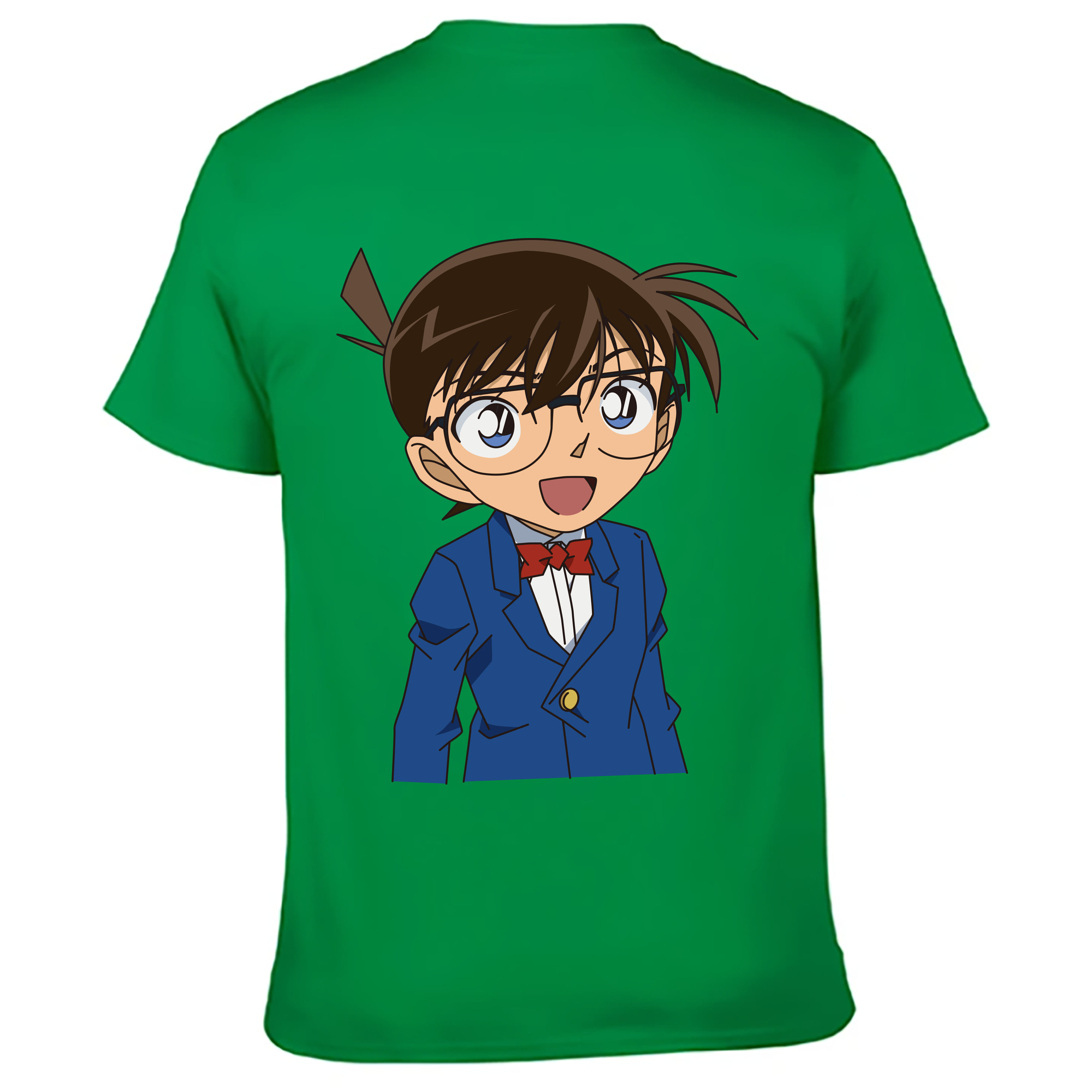 （画像用） 名探偵コナン 江戸川 コナン Detective Conan Conan Edogawa 綿100％ メンズ半袖Tシャツ（バックプリント） 通気性