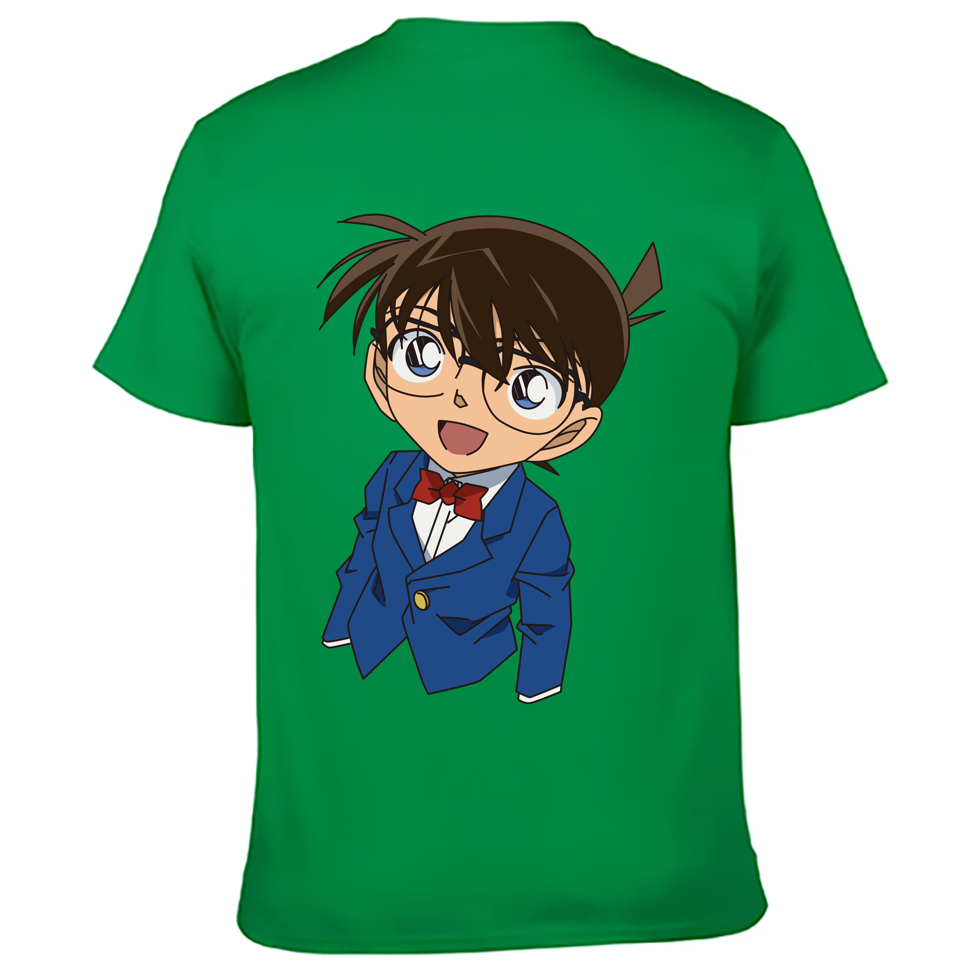 （画像用） 名探偵コナン 江戸川 コナン Detective Conan Conan Edogawa 綿100％ メンズ半袖Tシャツ（バックプリント） 通気性
