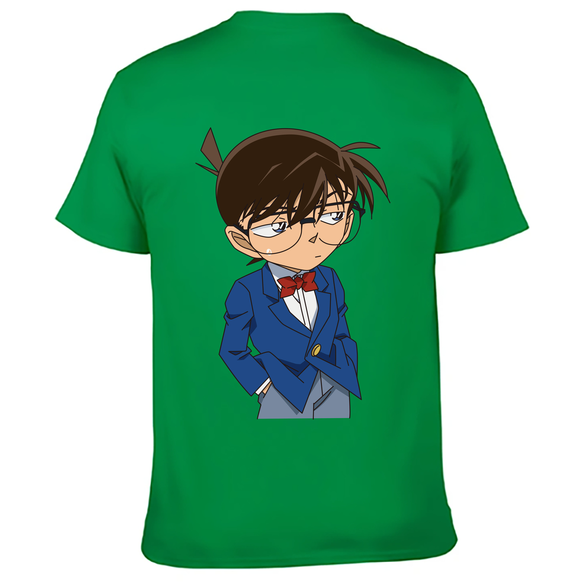 （画像用） 名探偵コナン 江戸川 コナン Detective Conan Conan Edogawa 綿100％ メンズ半袖Tシャツ（バックプリント） 通気性