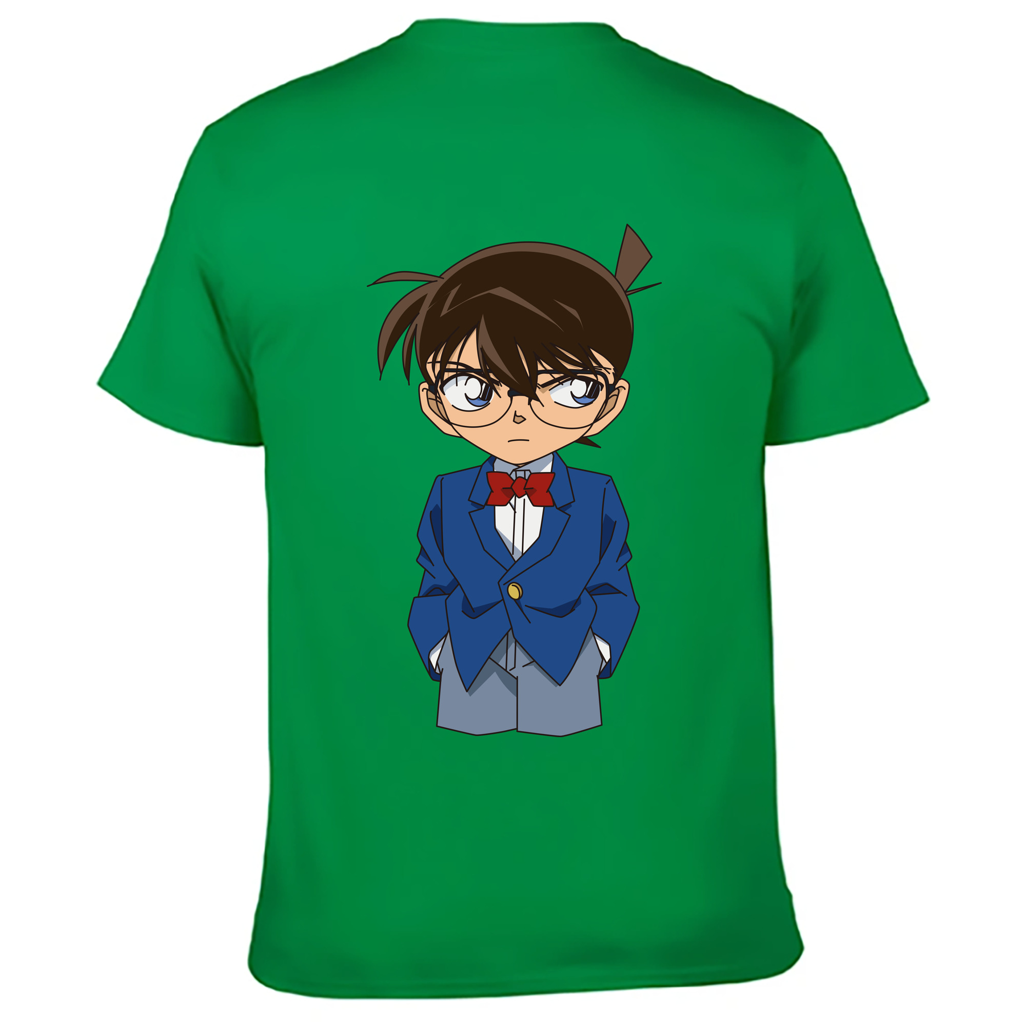 （画像用） 名探偵コナン 江戸川 コナン Detective Conan Conan Edogawa 綿100％ メンズ半袖Tシャツ（バックプリント） 通気性