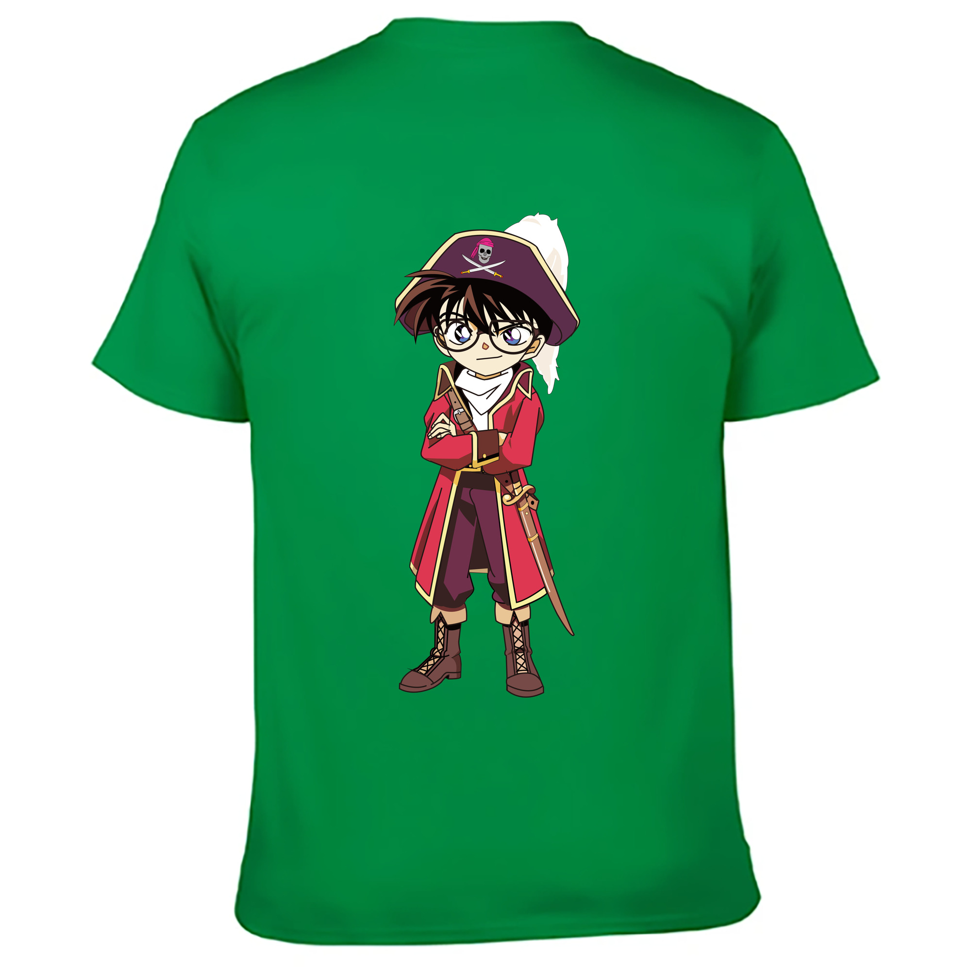 （画像用） 名探偵コナン 江戸川 コナン Detective Conan Conan Edogawa 綿100％ メンズ半袖Tシャツ（バックプリント） 通気性