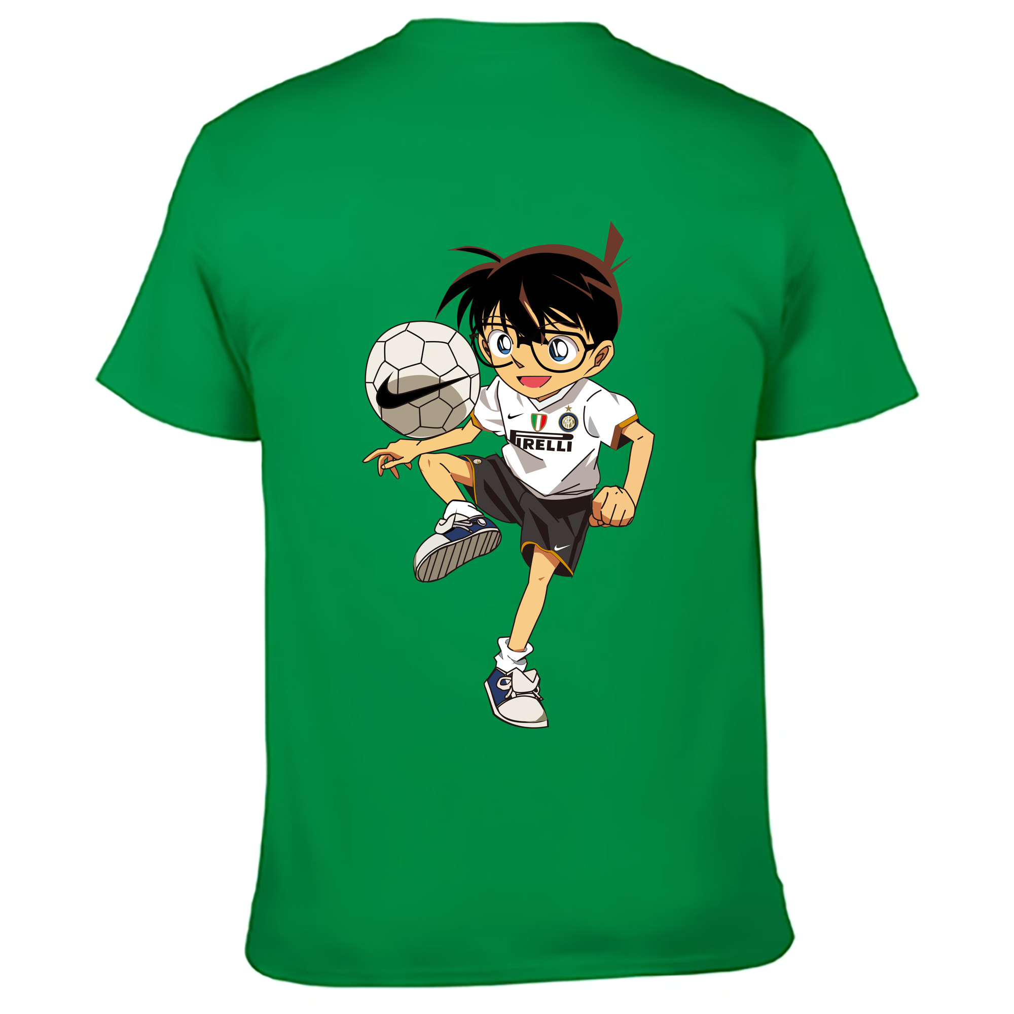 （画像用） 名探偵コナン 江戸川 コナン Detective Conan Conan Edogawa 綿100％ メンズ半袖Tシャツ（バックプリント） 通気性