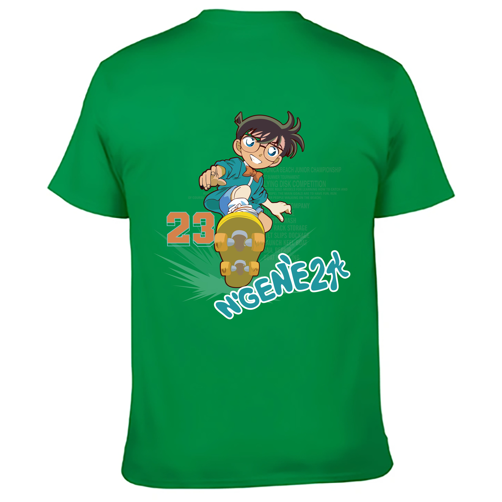 （画像用） 名探偵コナン 江戸川 コナン Detective Conan Conan Edogawa 綿100％ メンズ半袖Tシャツ（バックプリント） 通気性