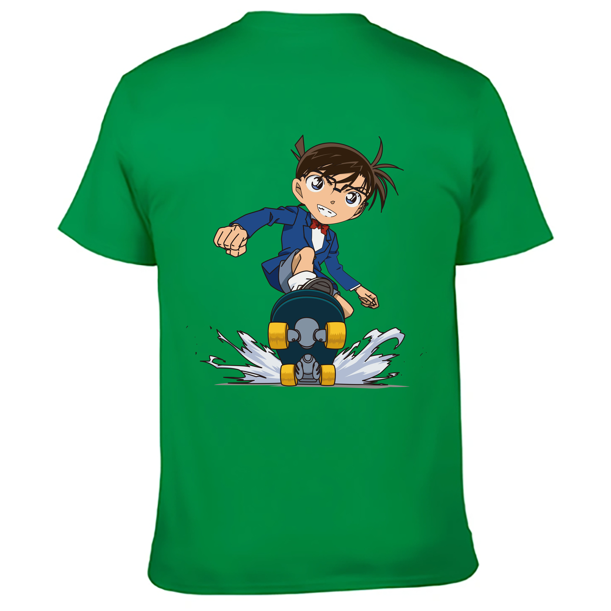 （画像用） 名探偵コナン 江戸川 コナン Detective Conan Conan Edogawa 綿100％ メンズ半袖Tシャツ（バックプリント） 通気性