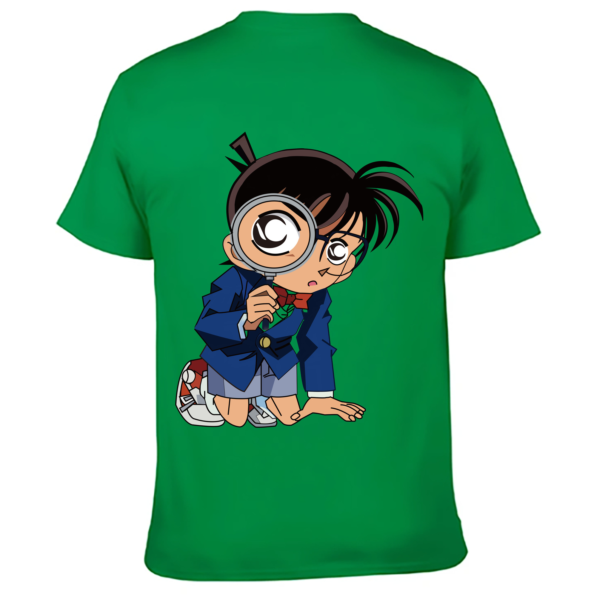（画像用） 名探偵コナン 江戸川 コナン Detective Conan Conan Edogawa 綿100％ メンズ半袖Tシャツ（バックプリント） 通気性