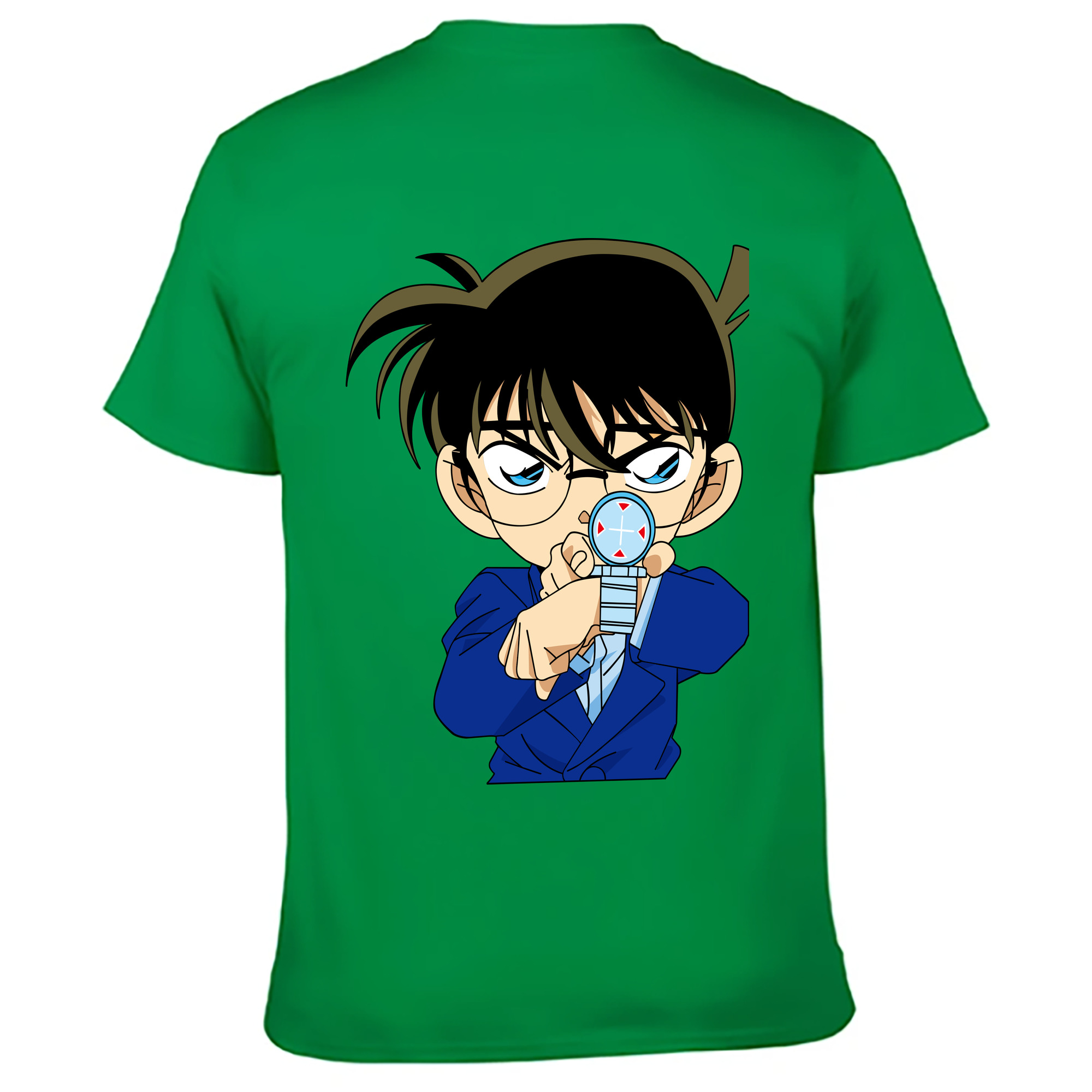 （画像用） 名探偵コナン 江戸川 コナン Detective Conan Conan Edogawa 綿100％ メンズ半袖Tシャツ（バックプリント） 通気性