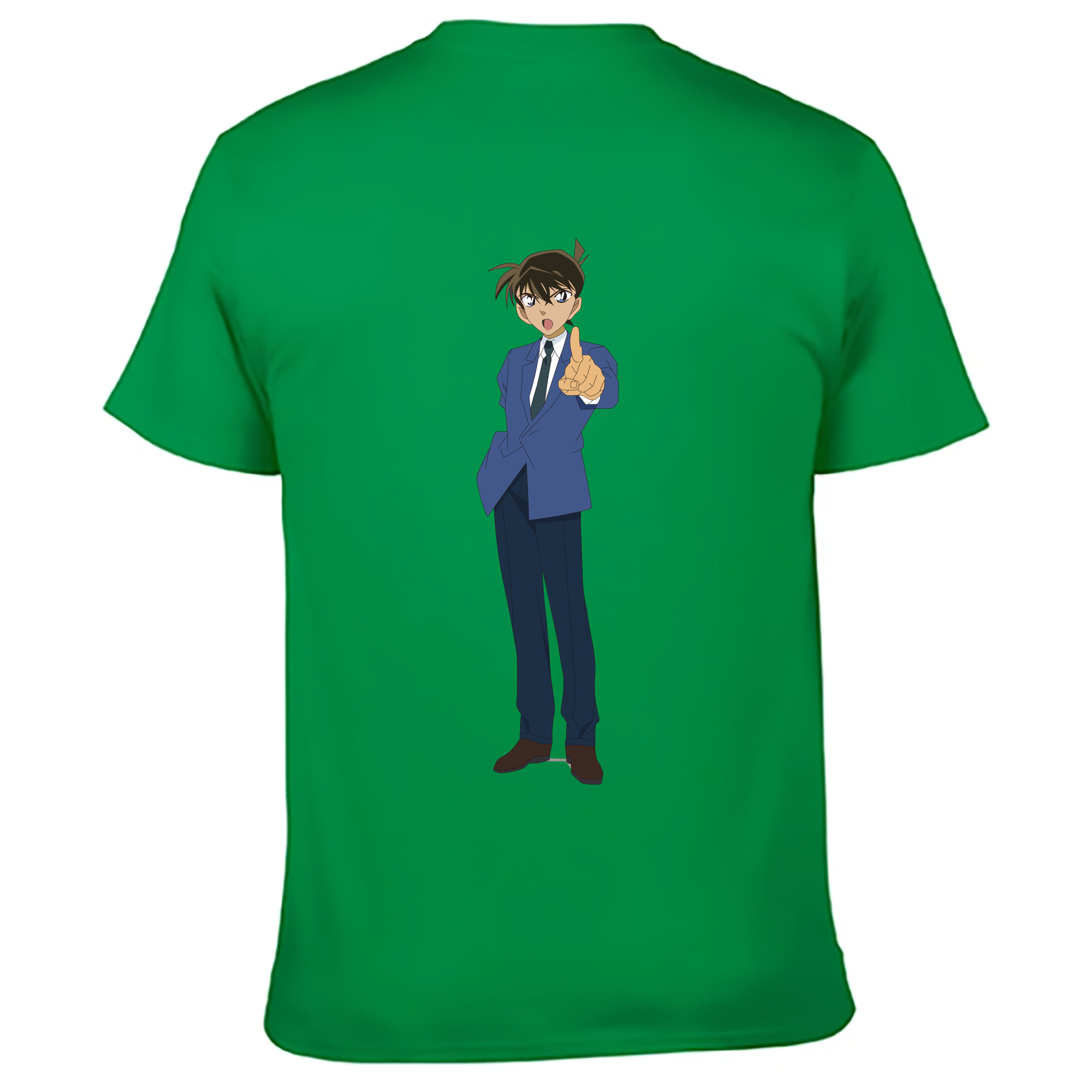 （画像用） 名探偵コナン 江戸川 コナン Detective Conan Conan Edogawa 綿100％ メンズ半袖Tシャツ（バックプリント） 通気性