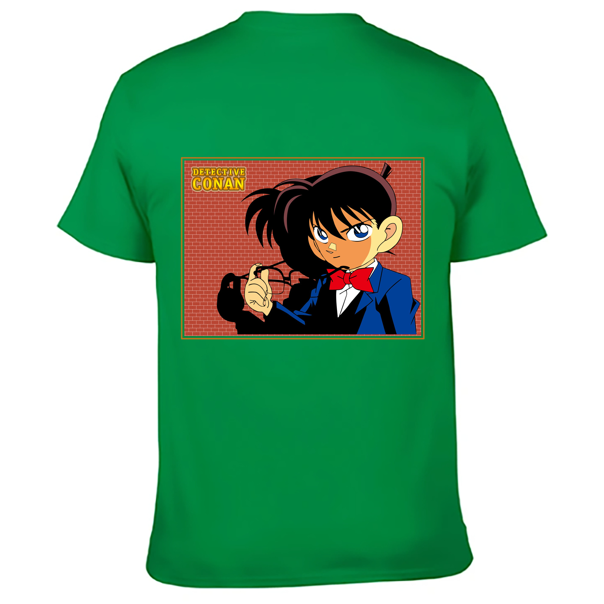 （画像用） 名探偵コナン 江戸川 コナン Detective Conan Conan Edogawa 綿100％ メンズ半袖Tシャツ（バックプリント） 通気性