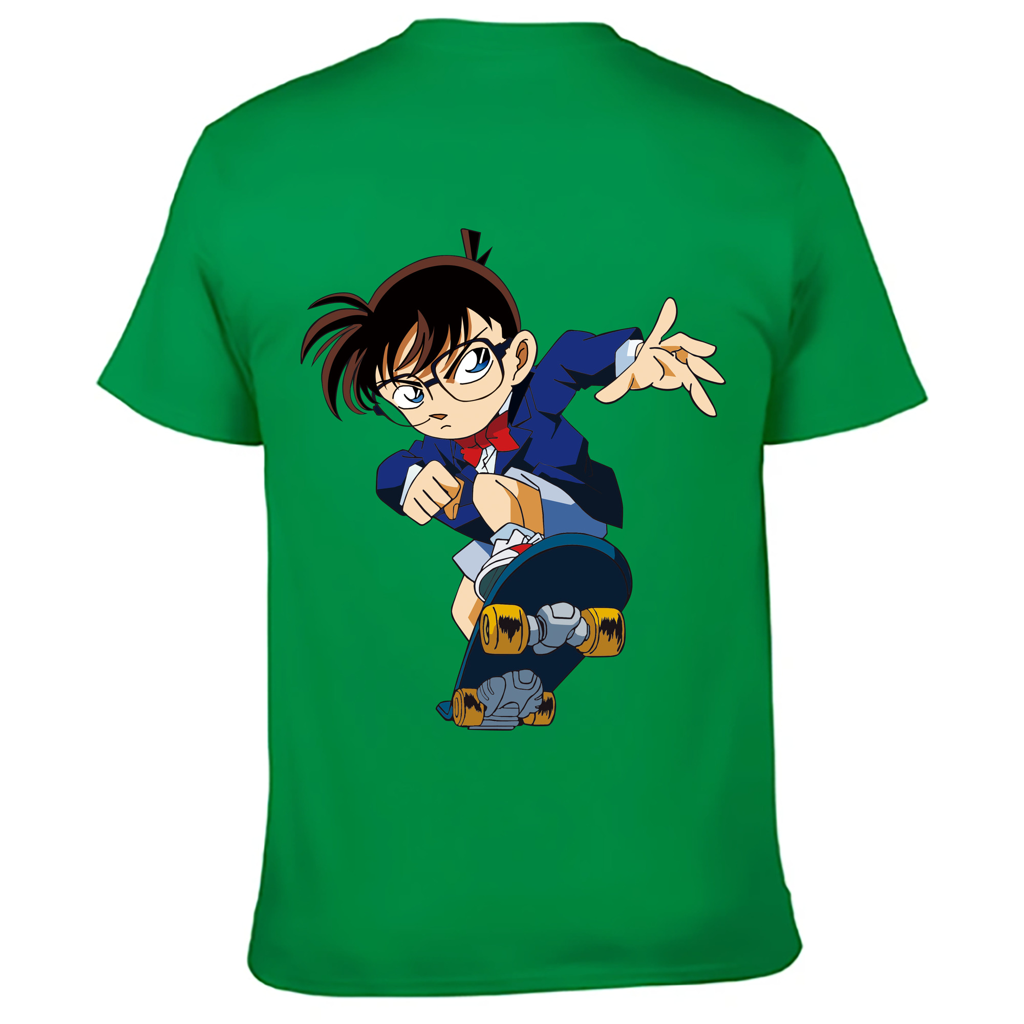 （画像用） 名探偵コナン 江戸川 コナン Detective Conan Conan Edogawa 綿100％ メンズ半袖Tシャツ（バックプリント） 通気性