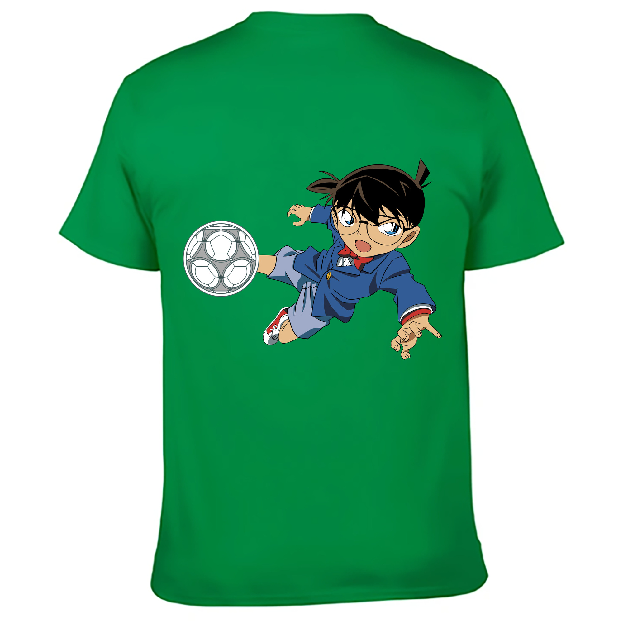 （画像用） 名探偵コナン 江戸川 コナン Detective Conan Conan Edogawa 綿100％ メンズ半袖Tシャツ（バックプリント） 通気性