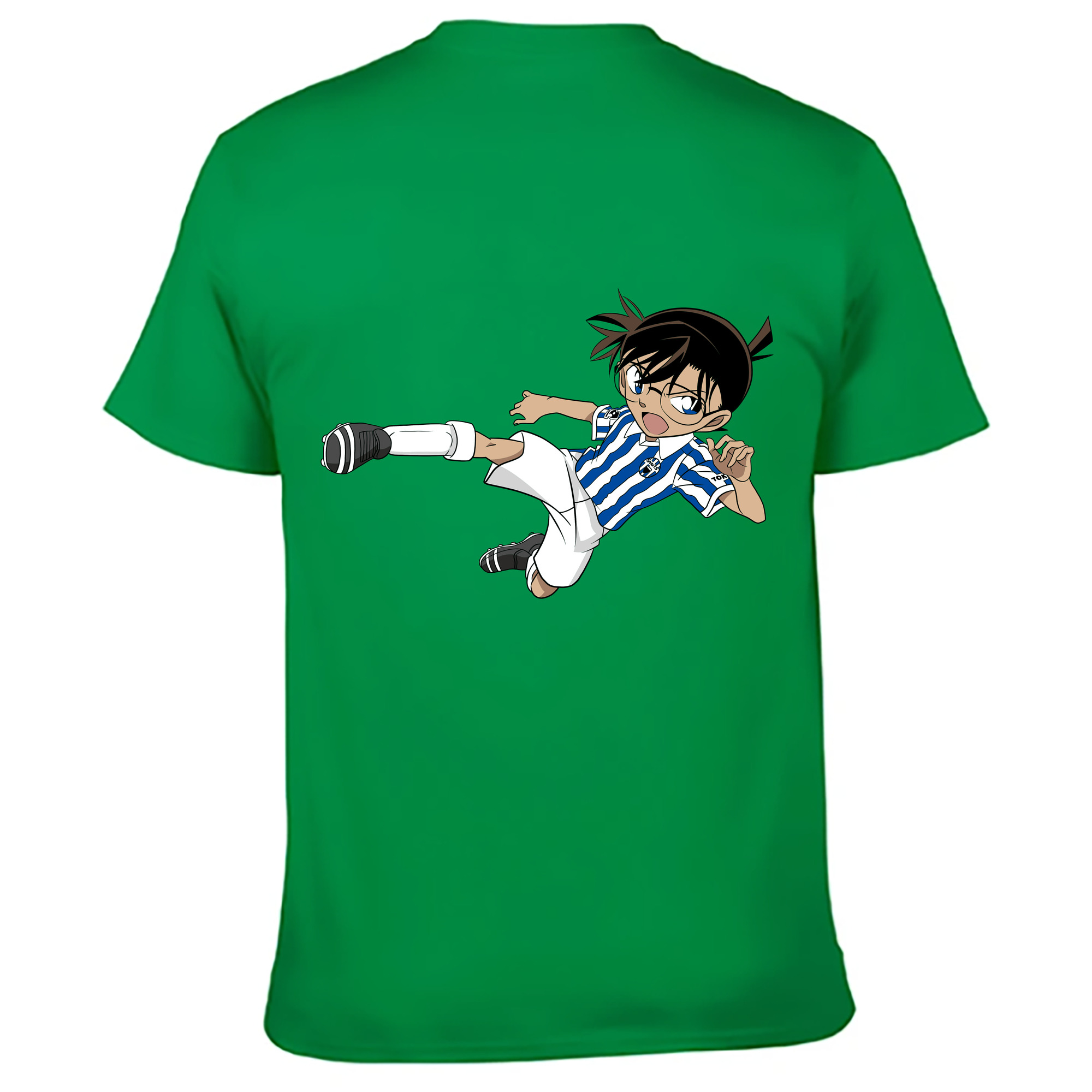 （画像用） 名探偵コナン 江戸川 コナン Detective Conan Conan Edogawa 綿100％ メンズ半袖Tシャツ（バックプリント） 通気性