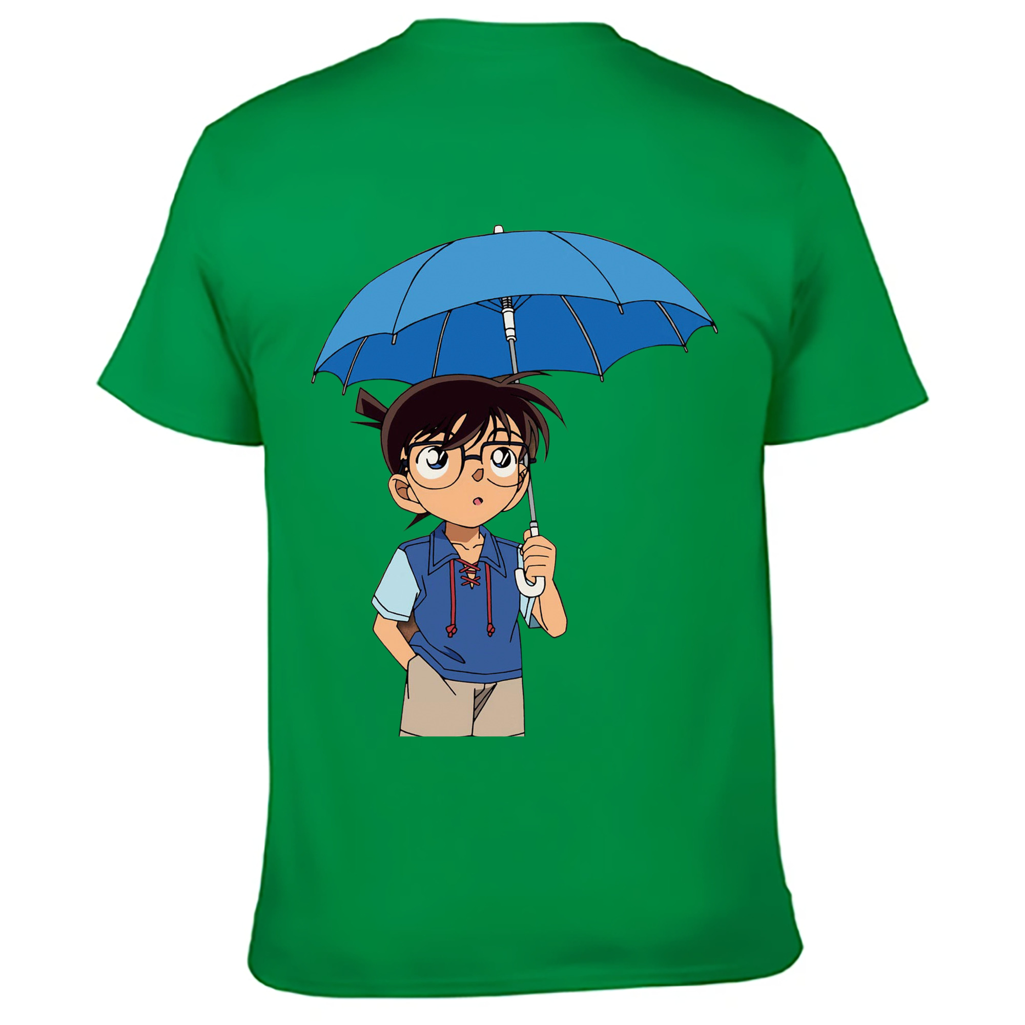 （画像用） 名探偵コナン 江戸川 コナン Detective Conan Conan Edogawa 綿100％ メンズ半袖Tシャツ（バックプリント） 通気性