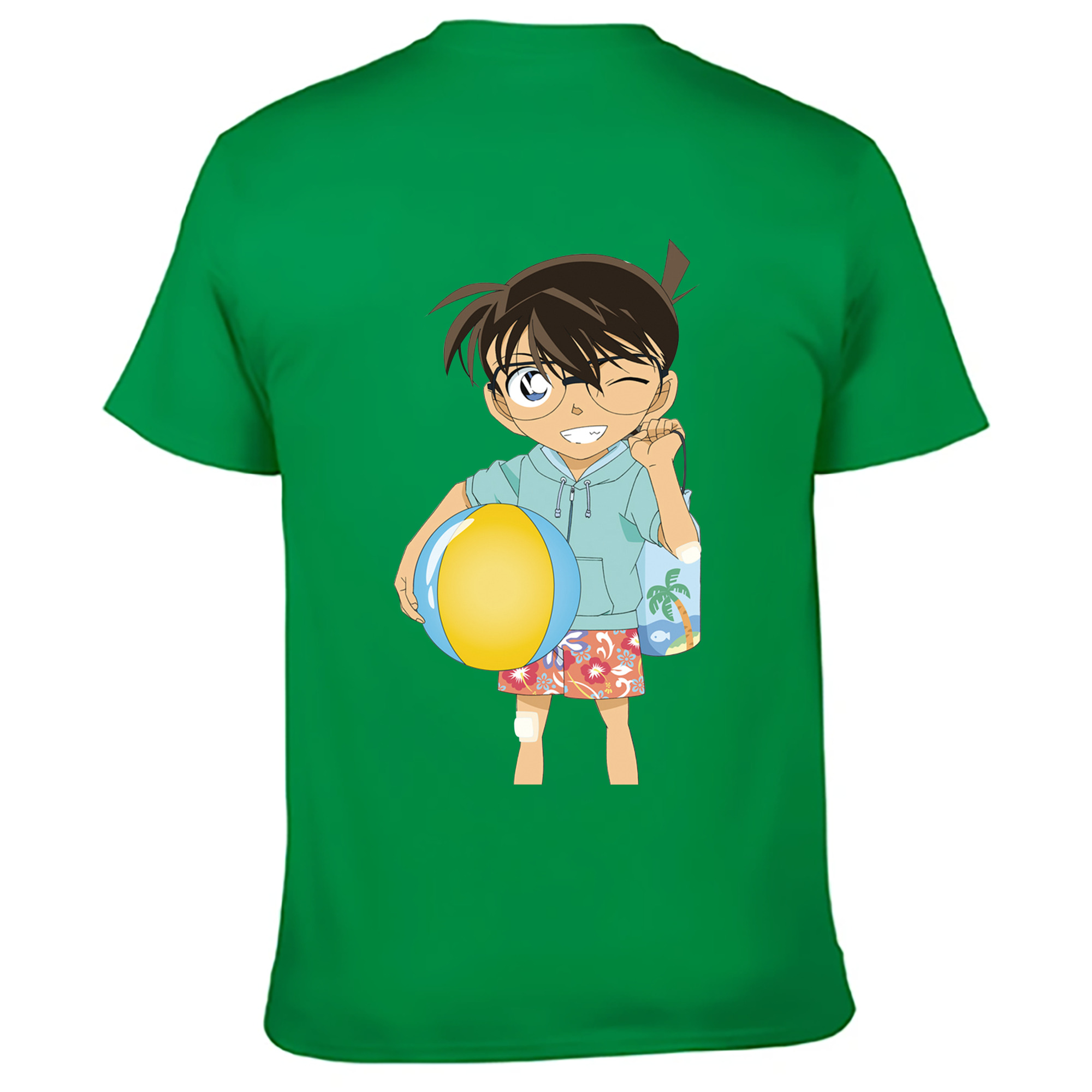 （画像用） 名探偵コナン 江戸川 コナン Detective Conan Conan Edogawa 綿100％ メンズ半袖Tシャツ（バックプリント） 通気性