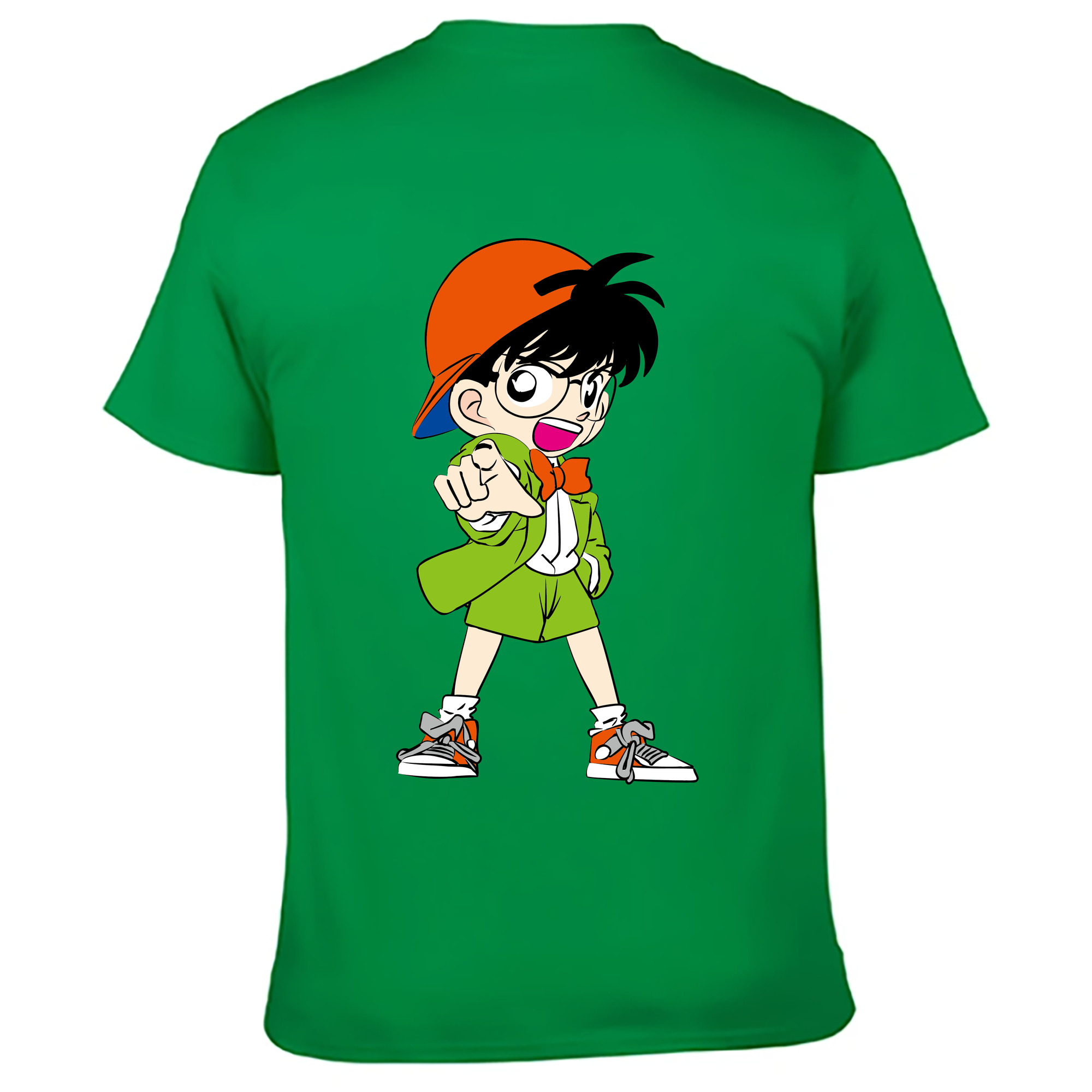 （画像用） 名探偵コナン 江戸川 コナン Detective Conan Conan Edogawa 綿100％ メンズ半袖Tシャツ（バックプリント） 通気性
