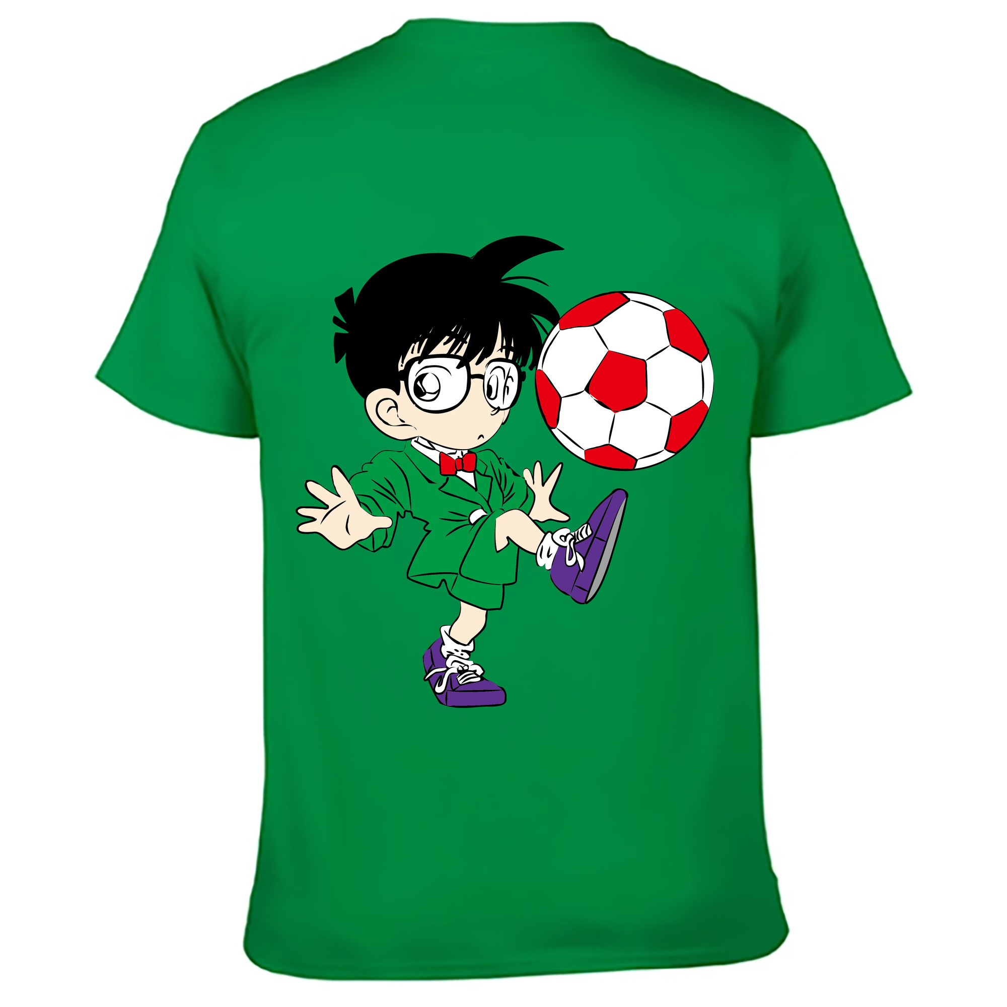 （画像用） 名探偵コナン 江戸川 コナン Detective Conan Conan Edogawa 綿100％ メンズ半袖Tシャツ（バックプリント） 通気性