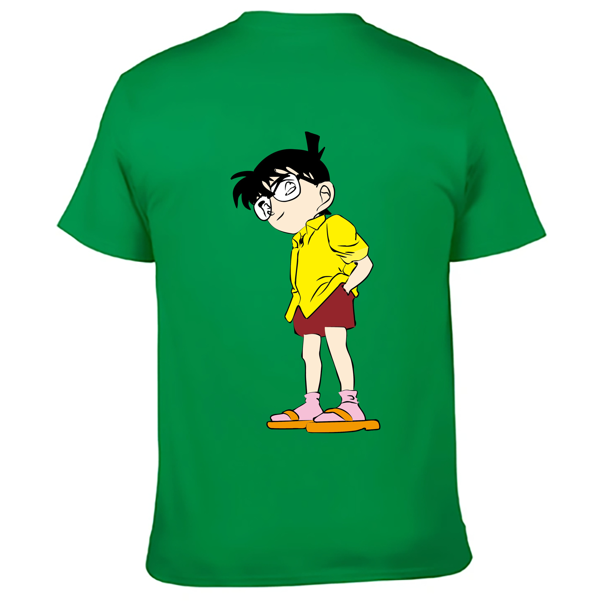 （画像用） 名探偵コナン 江戸川 コナン Detective Conan Conan Edogawa 綿100％ メンズ半袖Tシャツ（バックプリント） 通気性