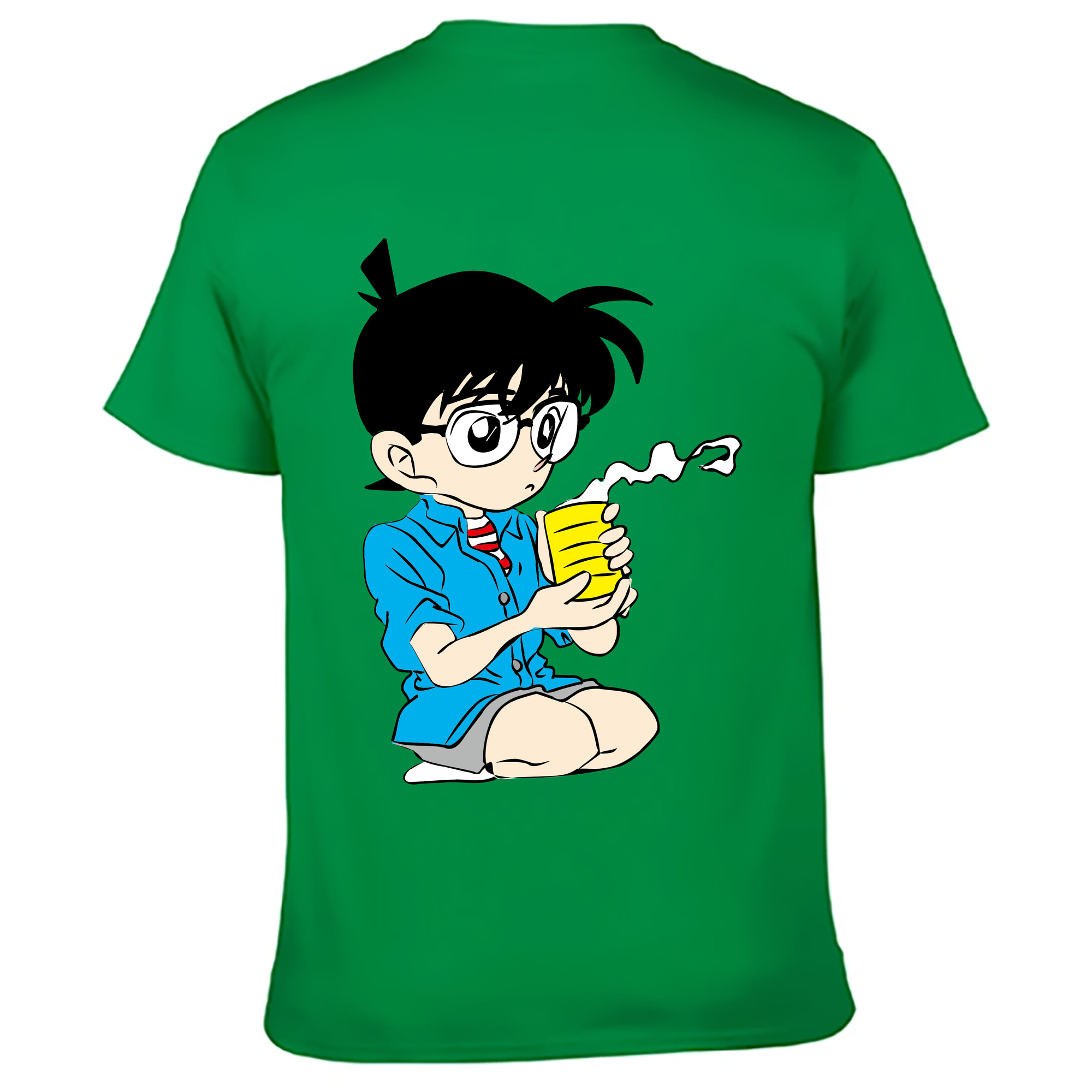 （画像用） 名探偵コナン 江戸川 コナン Detective Conan Conan Edogawa 綿100％ メンズ半袖Tシャツ（バックプリント） 通気性
