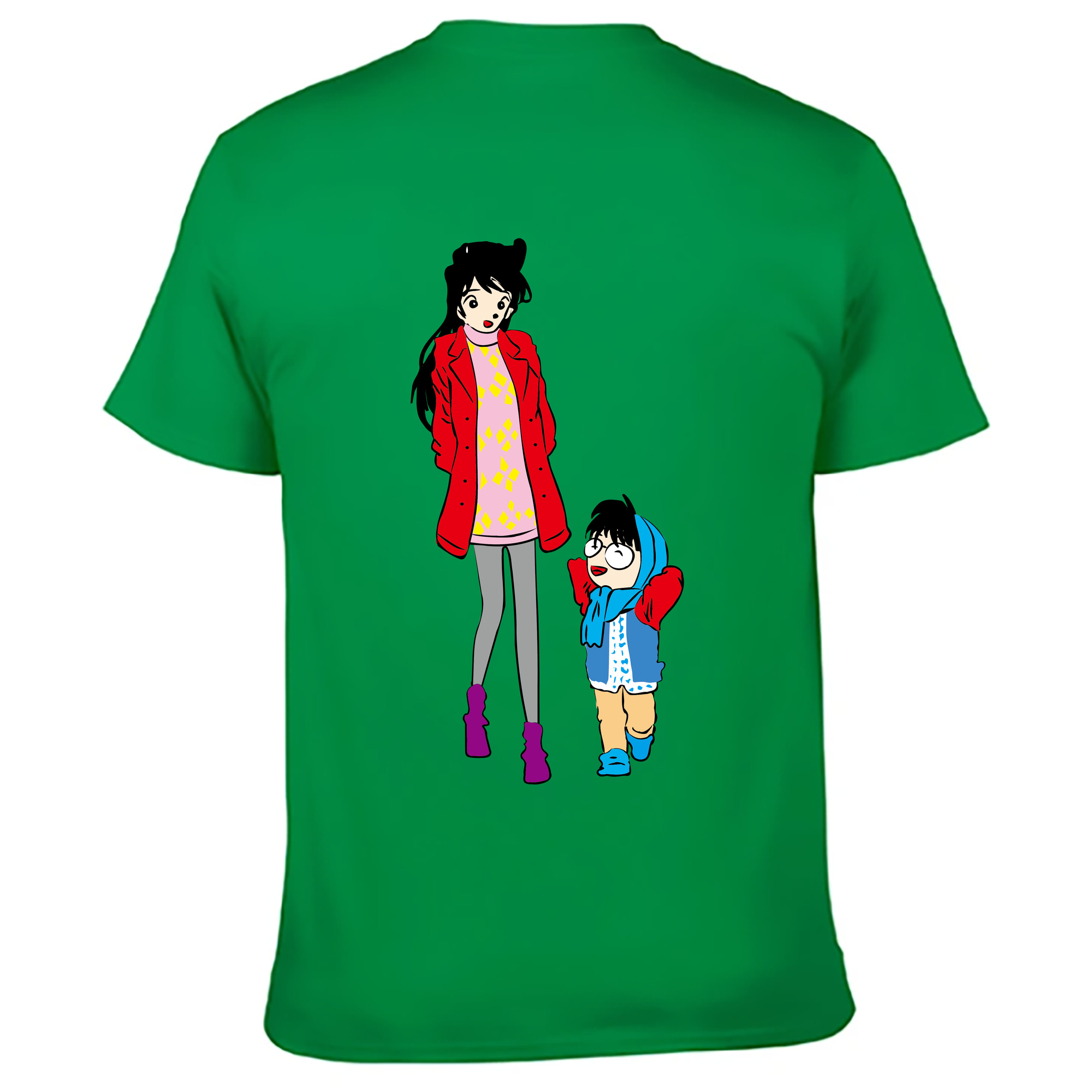 （画像用） 名探偵コナン 江戸川 コナン Detective Conan Conan Edogawa 綿100％ メンズ半袖Tシャツ（バックプリント） 通気性