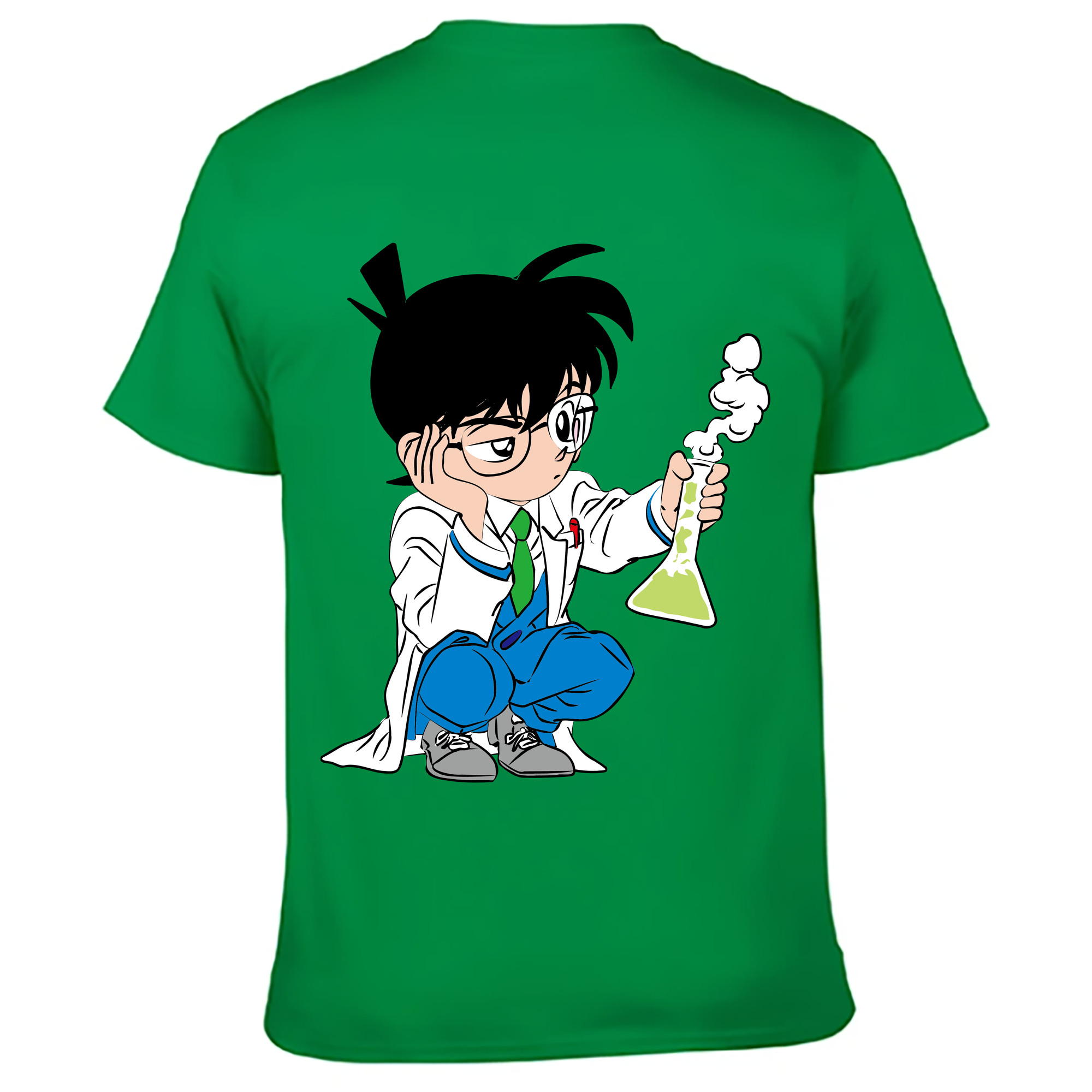 （画像用） 名探偵コナン 江戸川 コナン Detective Conan Conan Edogawa 綿100％ メンズ半袖Tシャツ（バックプリント） 通気性